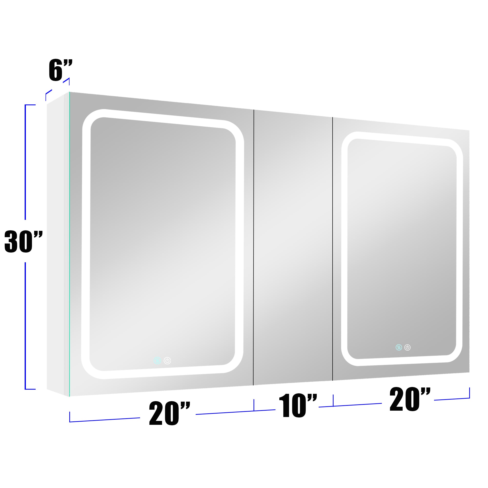 20 in.W x 30 in. H Aluminum Surface Mounted Medicine Cabinet with Doors and Mirrors
