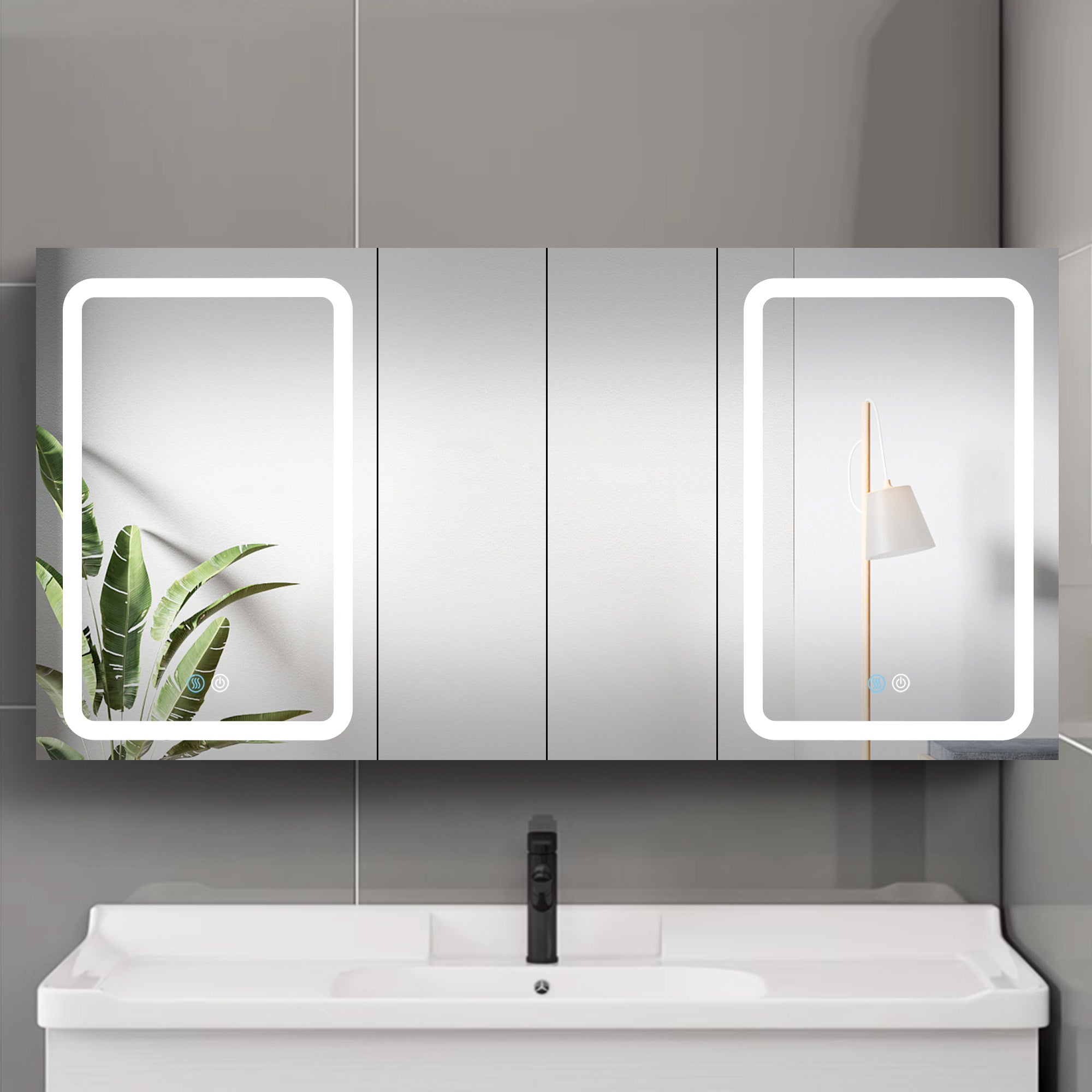 20 in.W x 30 in. H Aluminum Surface Mounted Medicine Cabinet with Doors and Mirrors