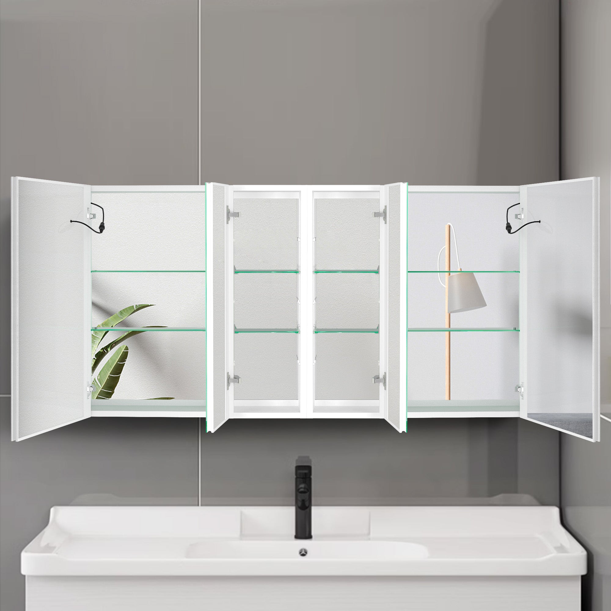 20 in.W x 30 in. H Aluminum Surface Mounted Medicine Cabinet with Doors and Mirrors