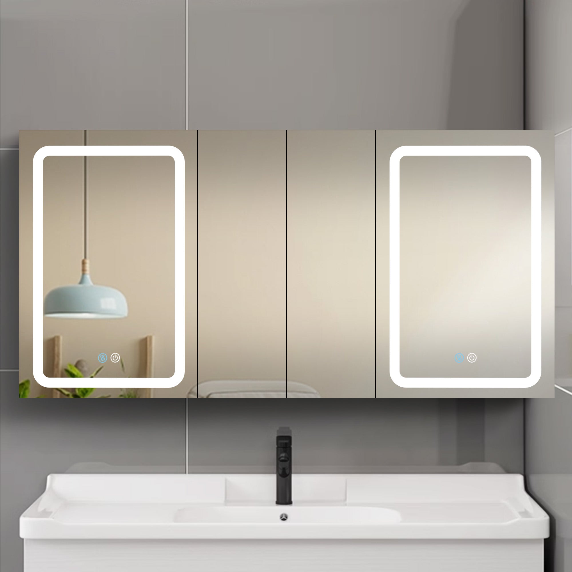 20 in.W x 30 in. H Aluminum Surface Mounted Medicine Cabinet with Doors and Mirrors