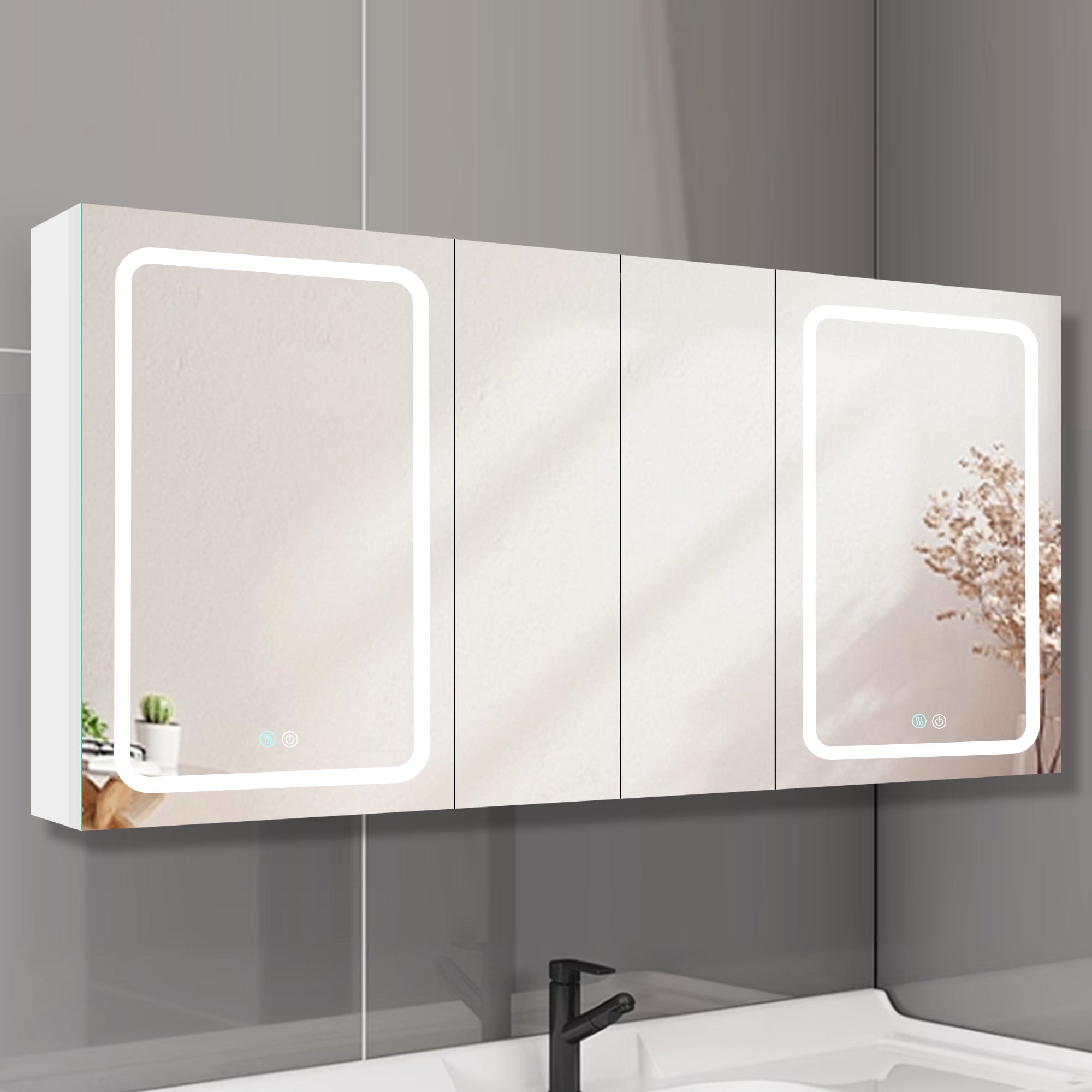 20 in.W x 30 in. H Aluminum Surface Mounted Medicine Cabinet with Doors and Mirrors