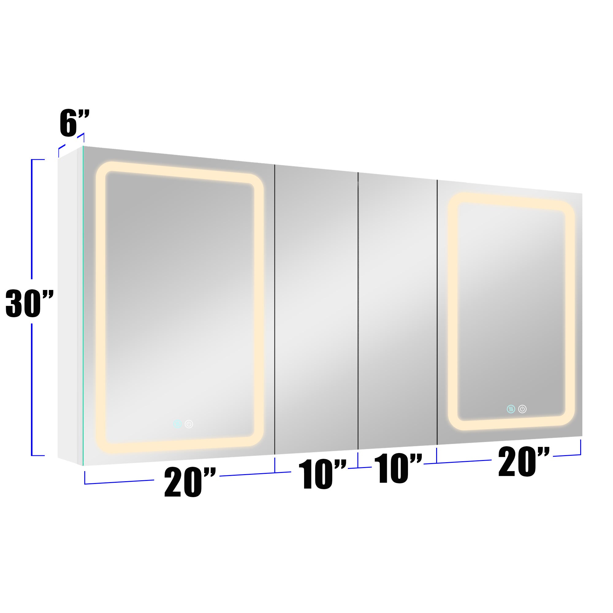 20 in.W x 30 in. H Aluminum Surface Mounted Medicine Cabinet with Doors and Mirrors