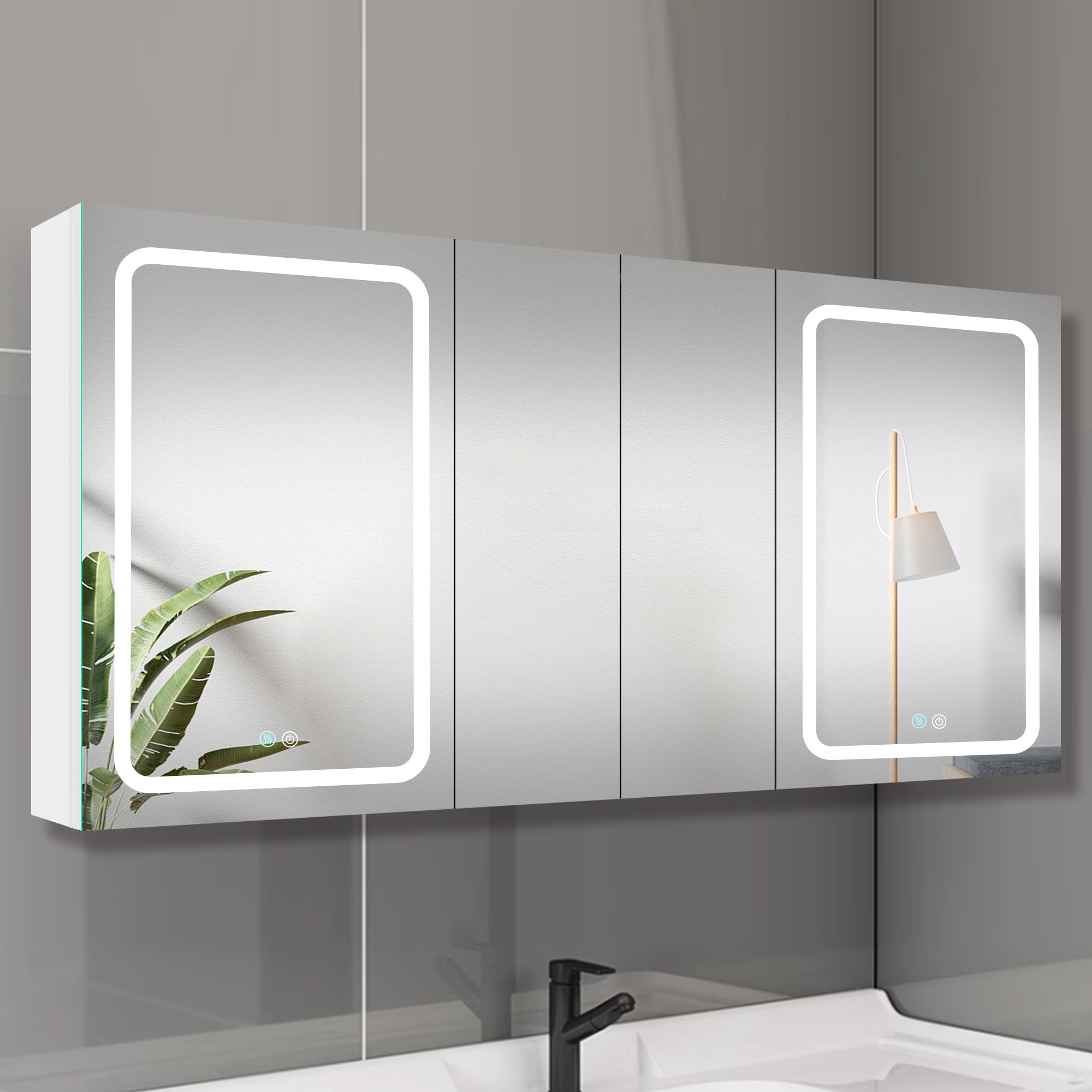20 in.W x 30 in. H Aluminum Surface Mounted Medicine Cabinet with Doors and Mirrors