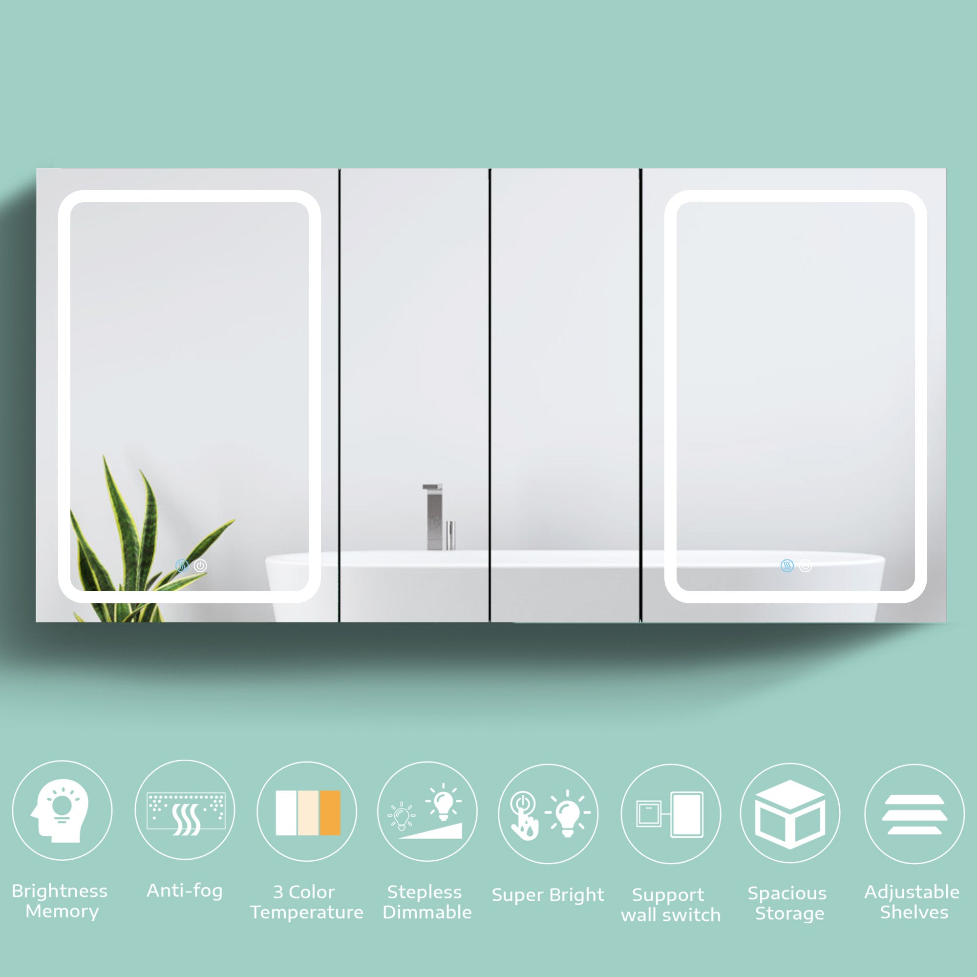20 in.W x 30 in. H Aluminum Surface Mounted Medicine Cabinet with Doors and Mirrors