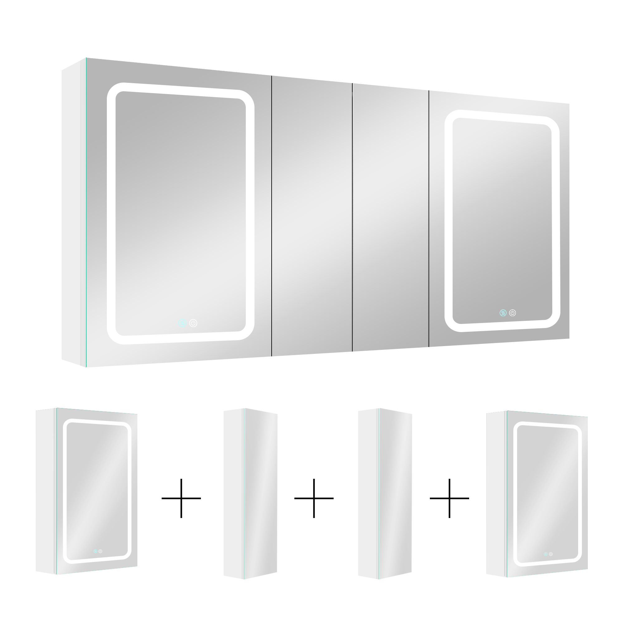 20 in.W x 30 in. H Aluminum Surface Mounted Medicine Cabinet with Doors and Mirrors