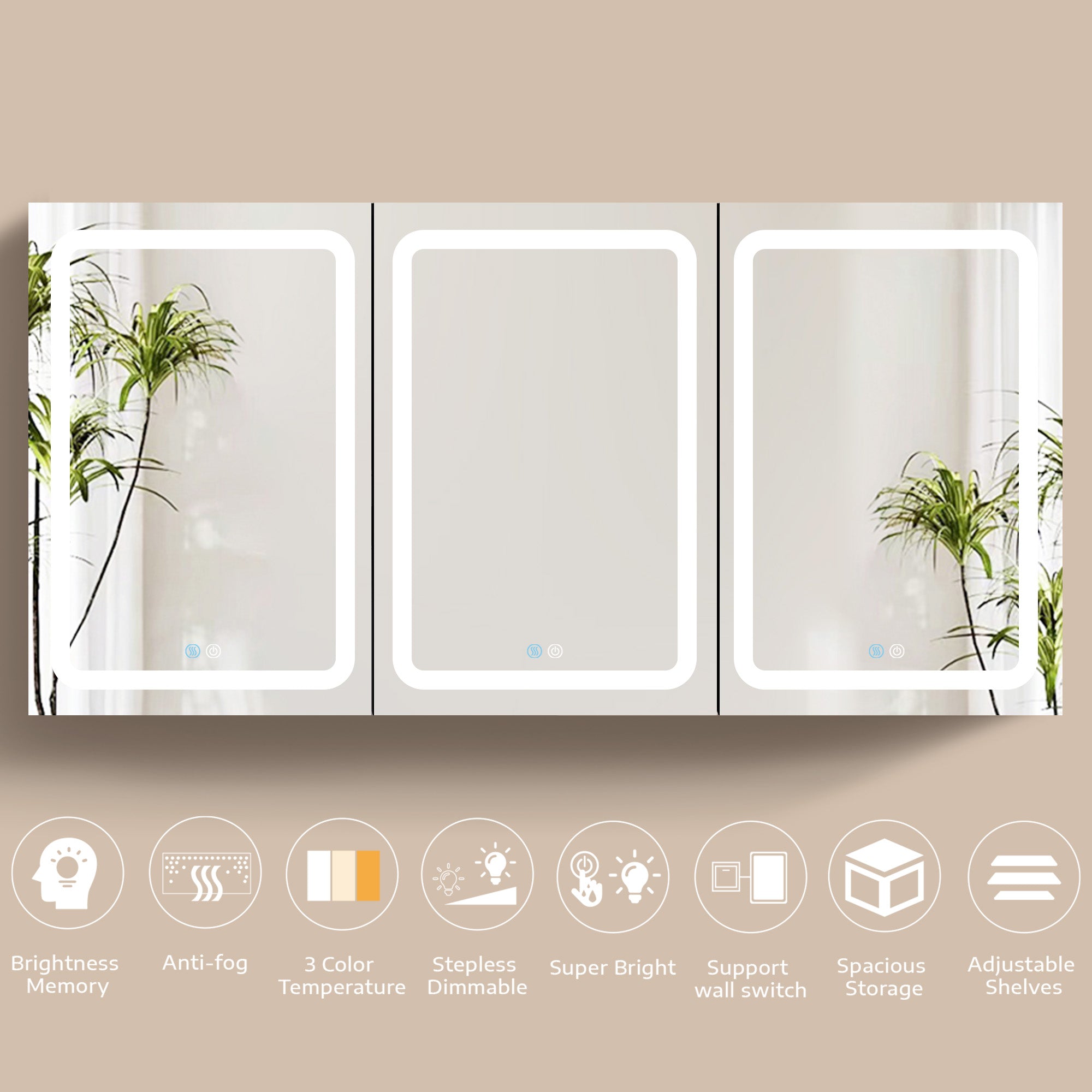 20 in.W x 30 in. H Aluminum Surface Mounted Medicine Cabinet with Doors and Mirrors