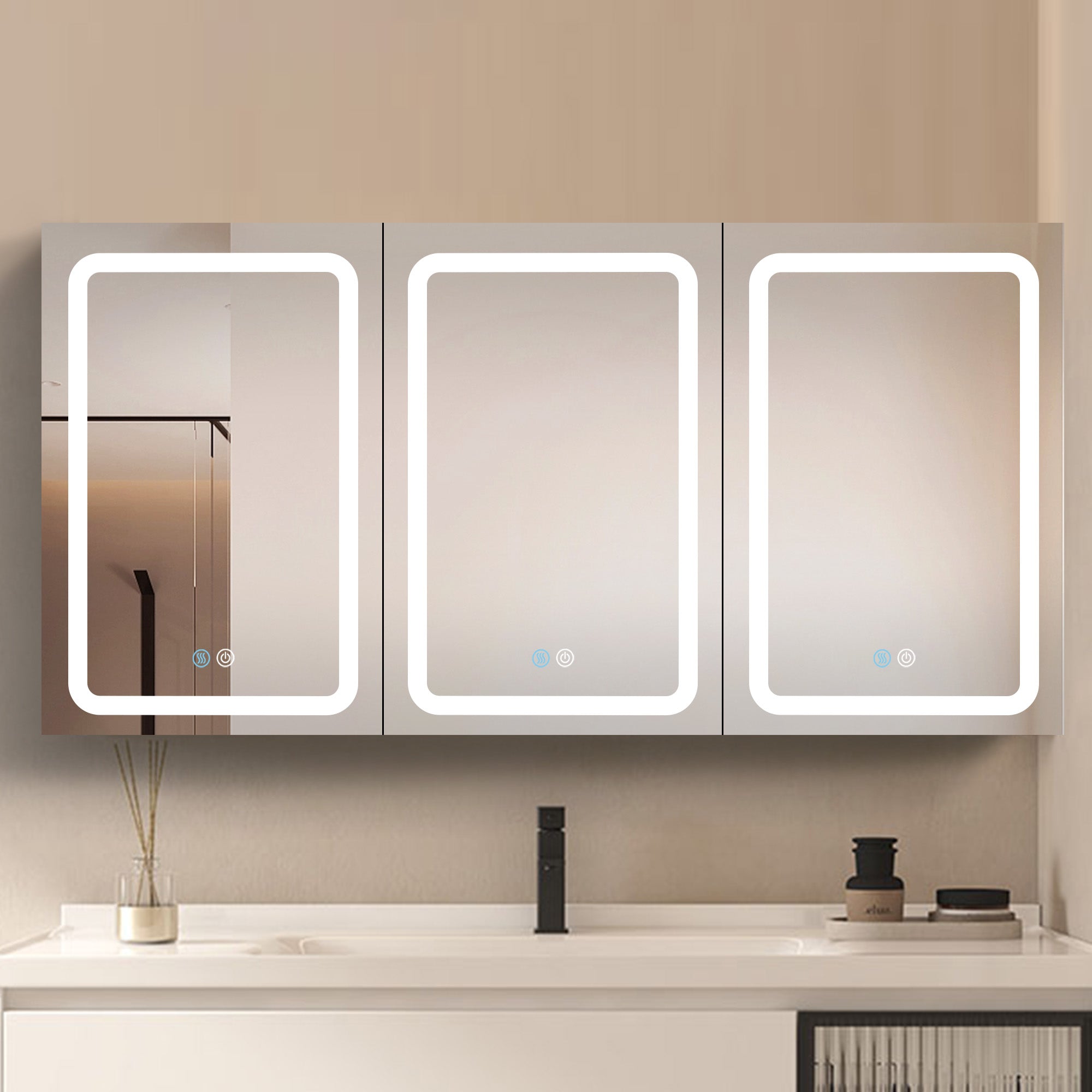 20 in.W x 30 in. H Aluminum Surface Mounted Medicine Cabinet with Doors and Mirrors