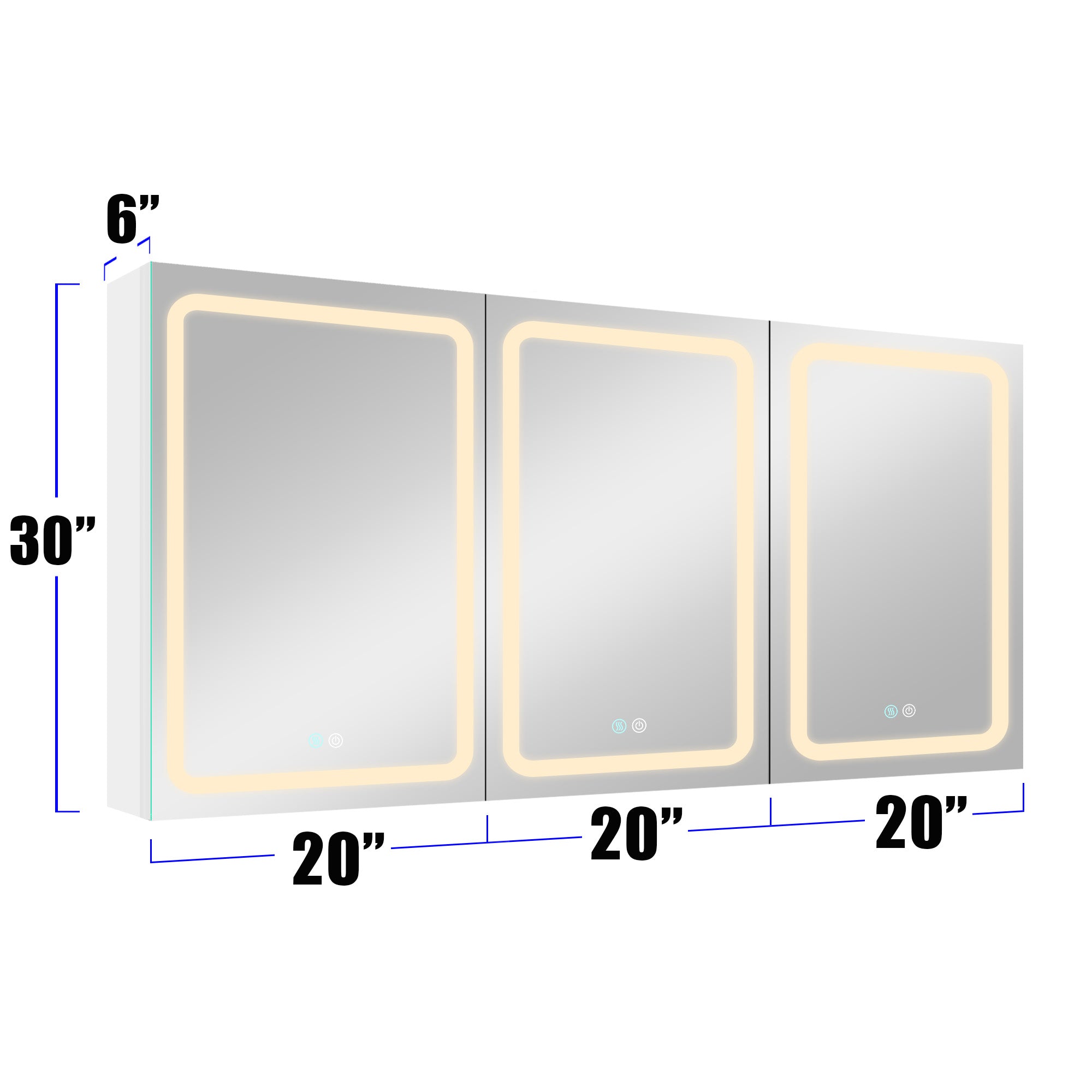 20 in.W x 30 in. H Aluminum Surface Mounted Medicine Cabinet with Doors and Mirrors
