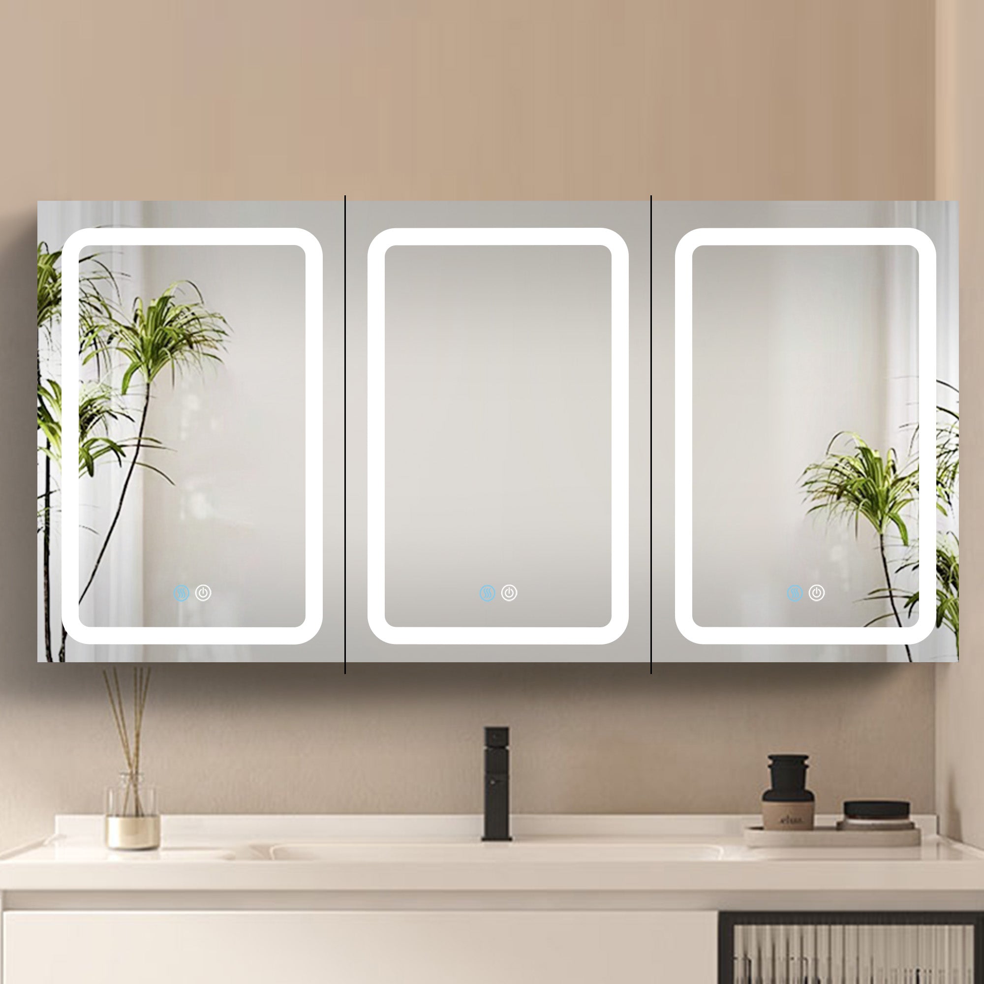 20 in.W x 30 in. H Aluminum Surface Mounted Medicine Cabinet with Doors and Mirrors