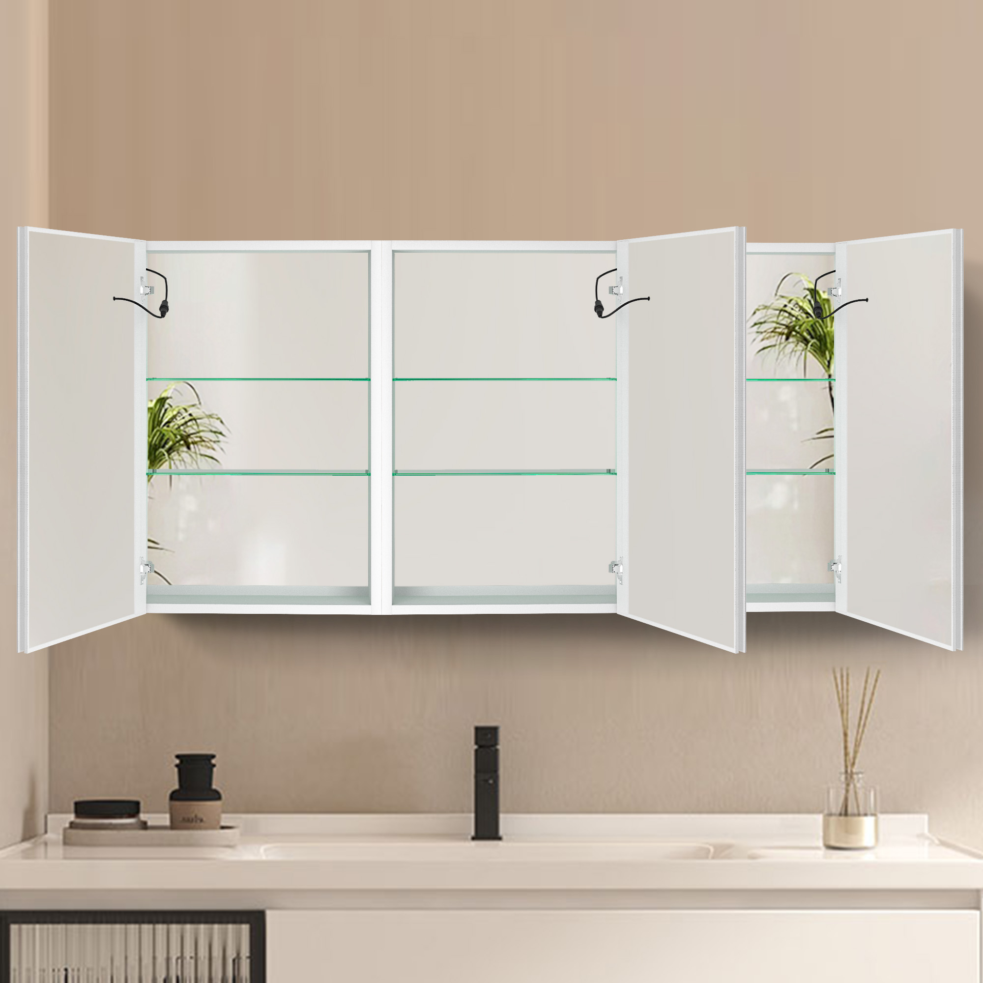 20 in.W x 30 in. H Aluminum Surface Mounted Medicine Cabinet with Doors and Mirrors