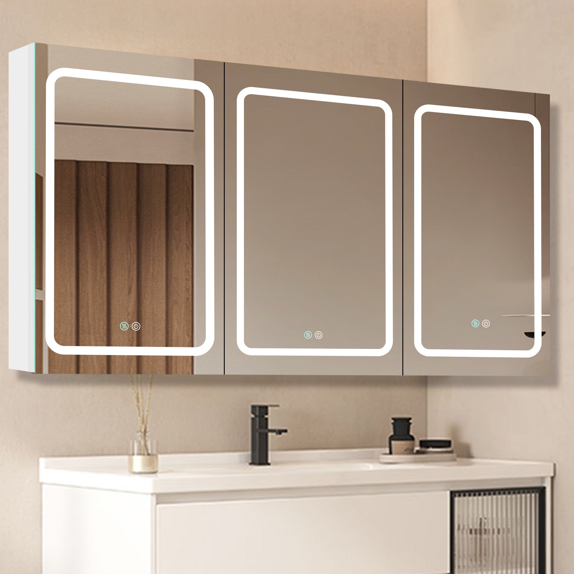 20 in.W x 30 in. H Aluminum Surface Mounted Medicine Cabinet with Doors and Mirrors