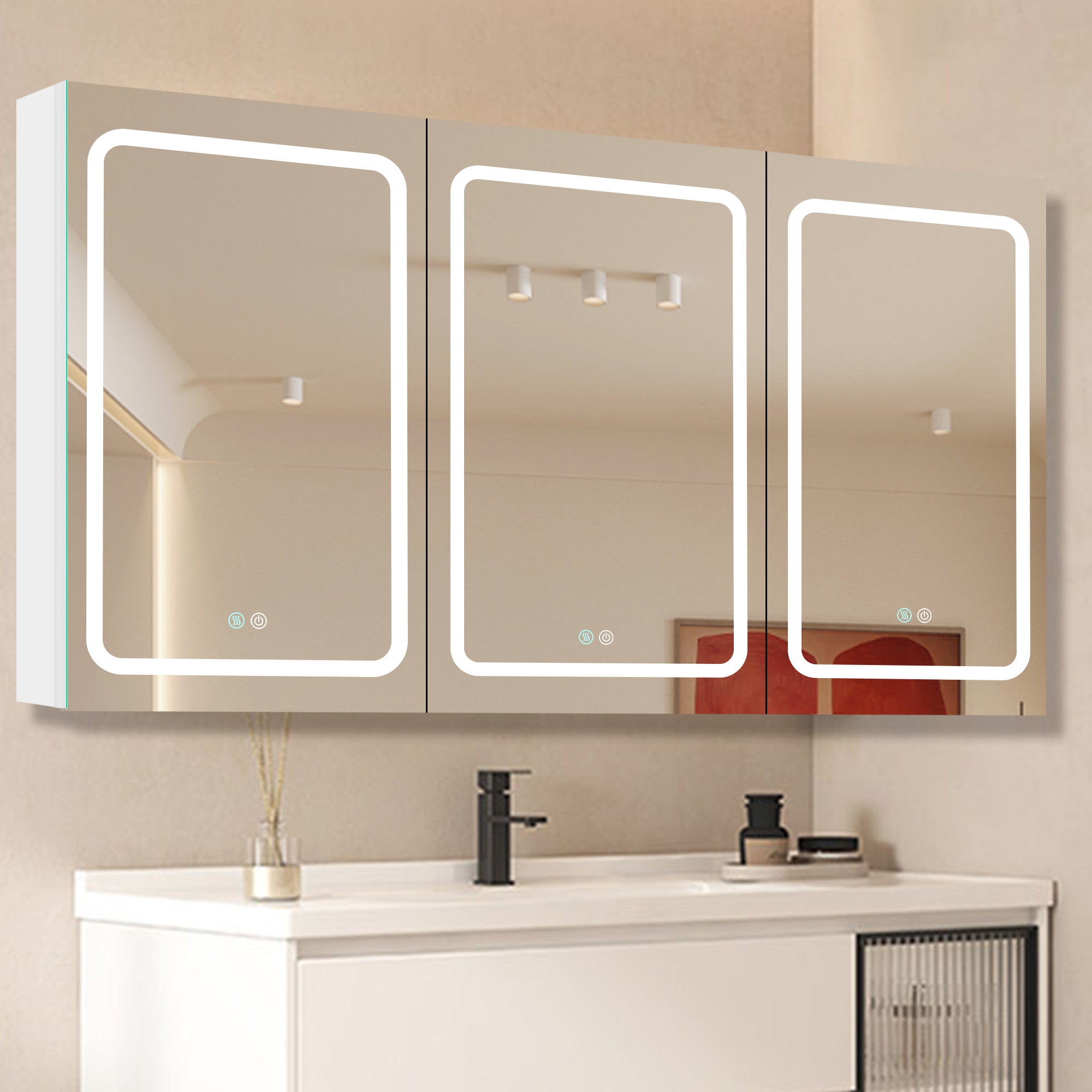 20 in.W x 30 in. H Aluminum Surface Mounted Medicine Cabinet with Doors and Mirrors