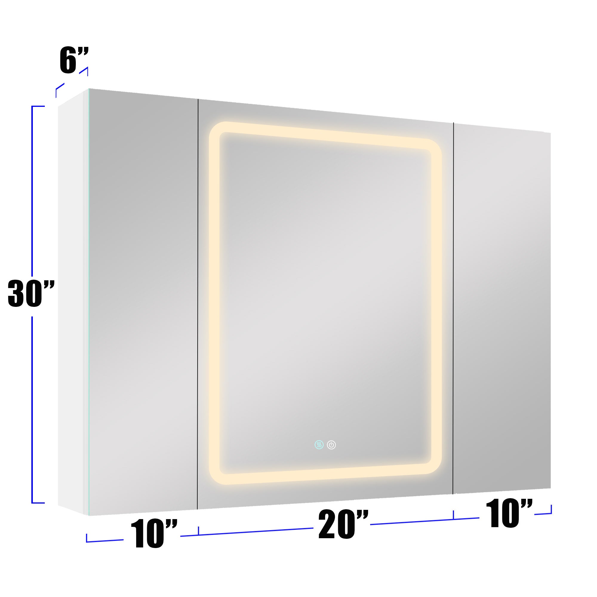 20 in.W x 30 in. H Aluminum Surface Mounted Medicine Cabinet with Doors and Mirrors