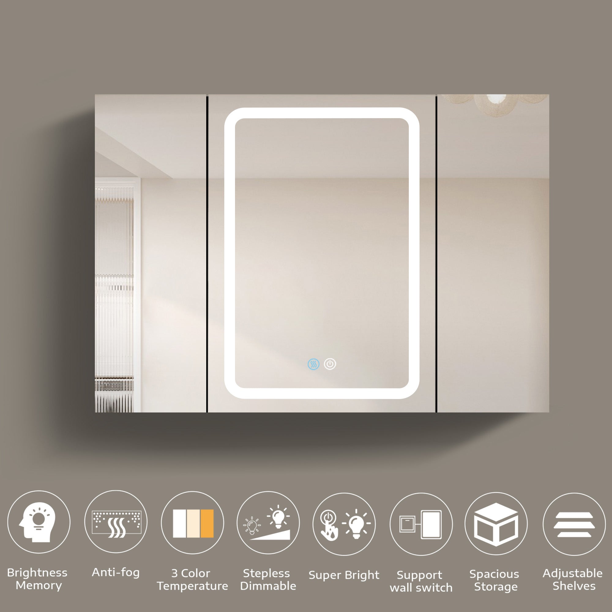 20 in.W x 30 in. H Aluminum Surface Mounted Medicine Cabinet with Doors and Mirrors