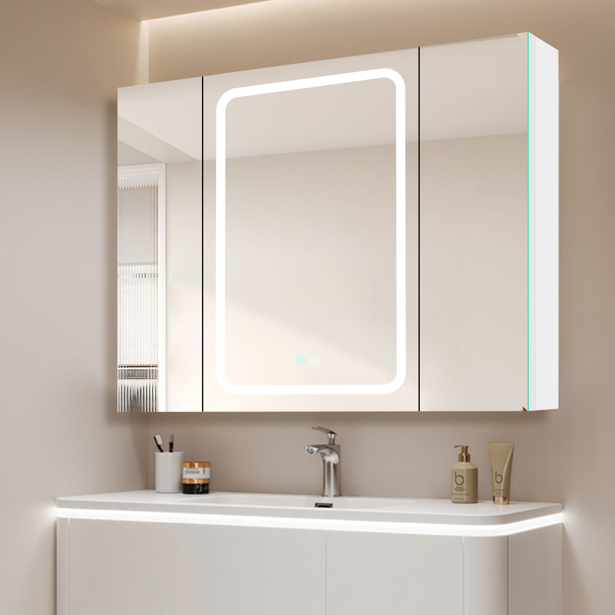 20 in.W x 30 in. H Aluminum Surface Mounted Medicine Cabinet with Doors and Mirrors