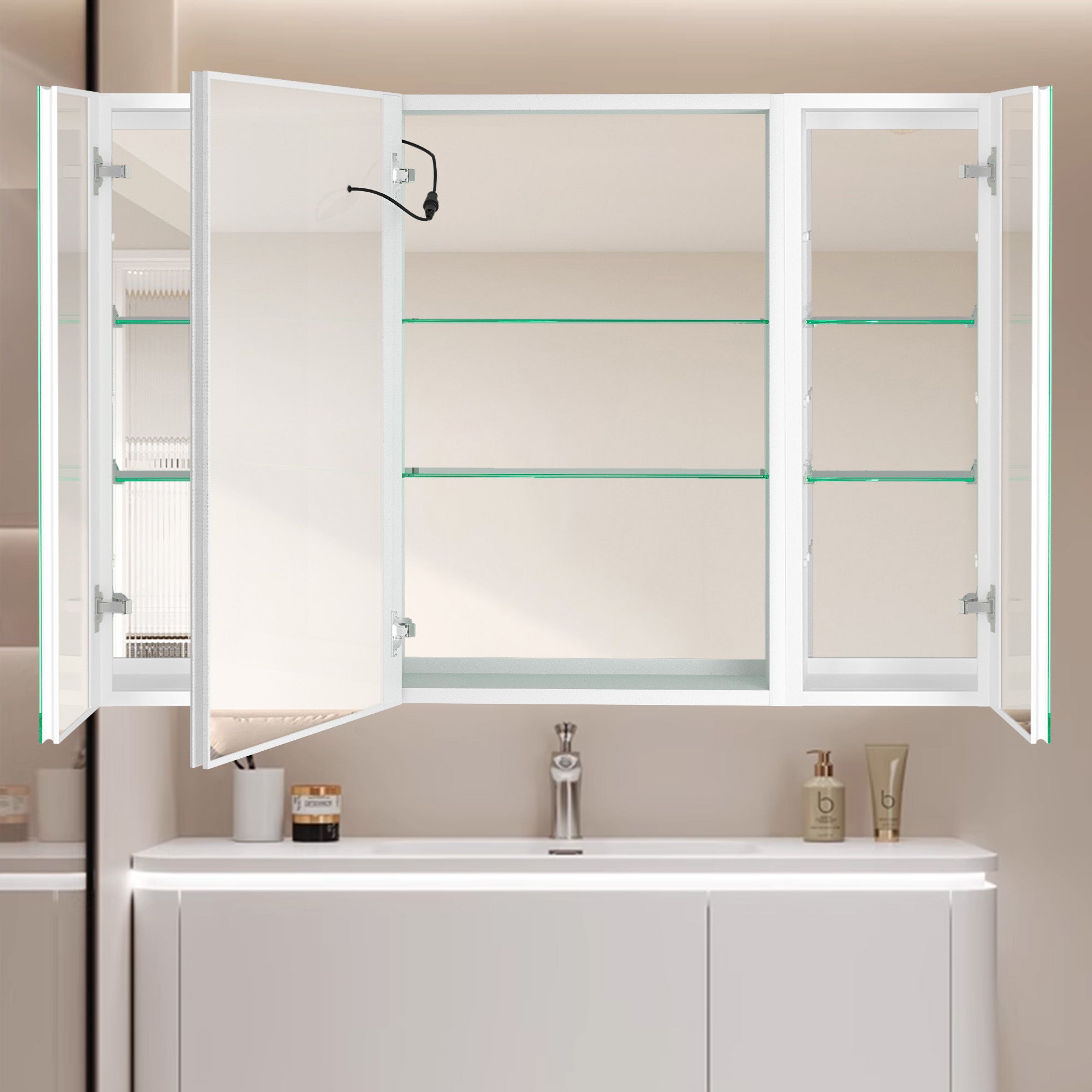 20 in.W x 30 in. H Aluminum Surface Mounted Medicine Cabinet with Doors and Mirrors