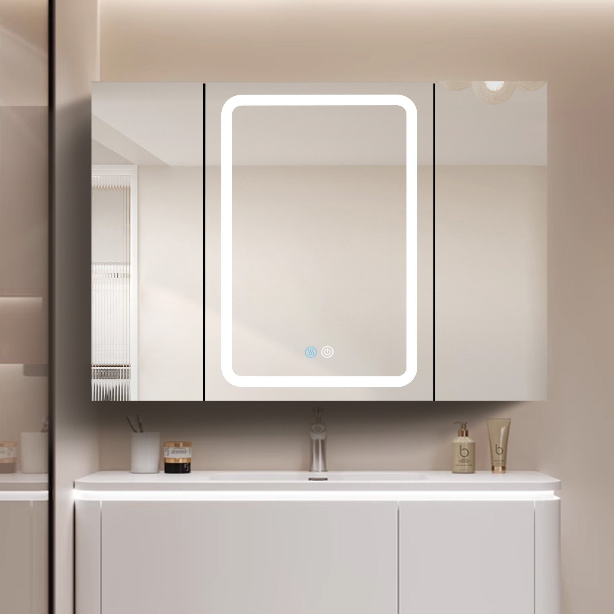 20 in.W x 30 in. H Aluminum Surface Mounted Medicine Cabinet with Doors and Mirrors