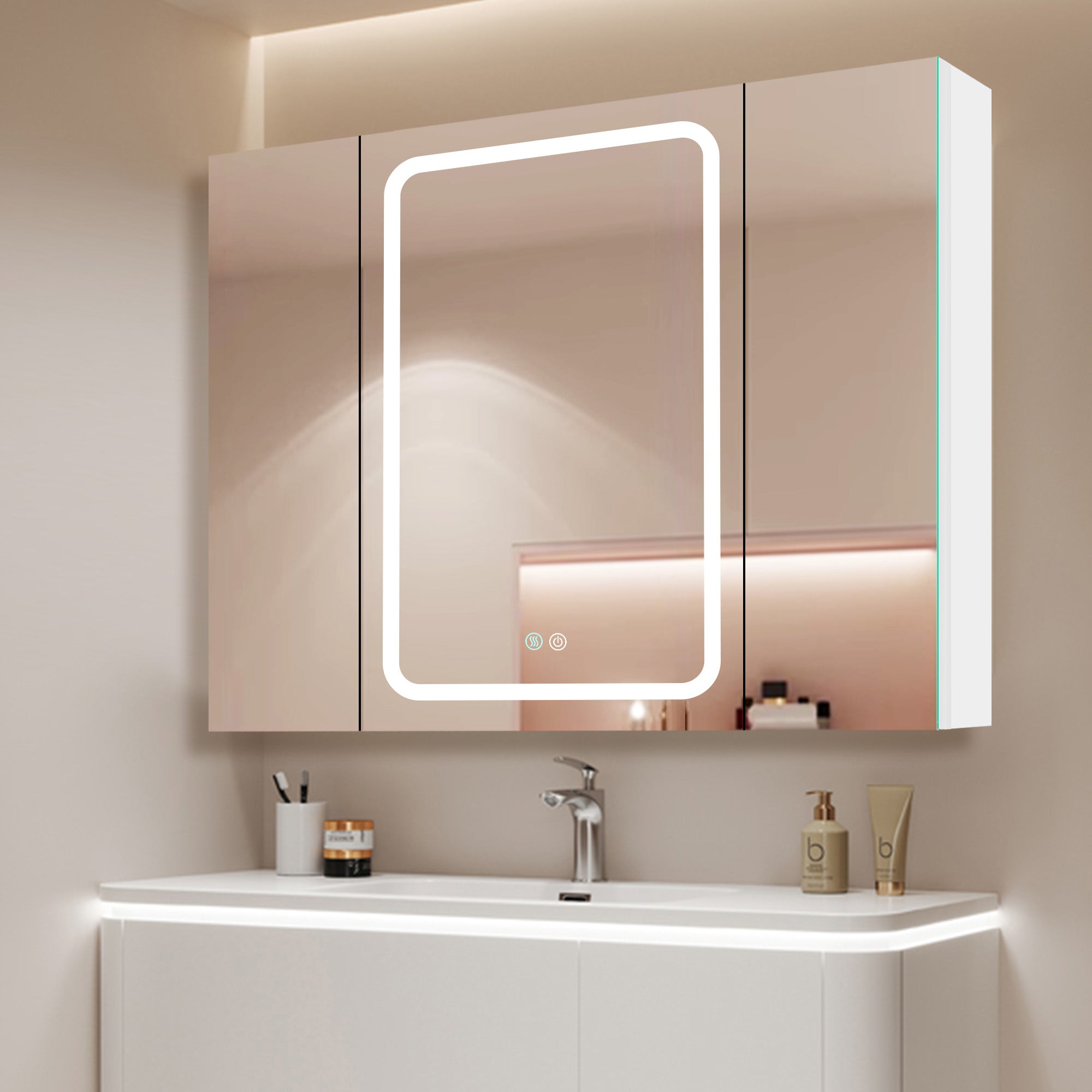 20 in.W x 30 in. H Aluminum Surface Mounted Medicine Cabinet with Doors and Mirrors
