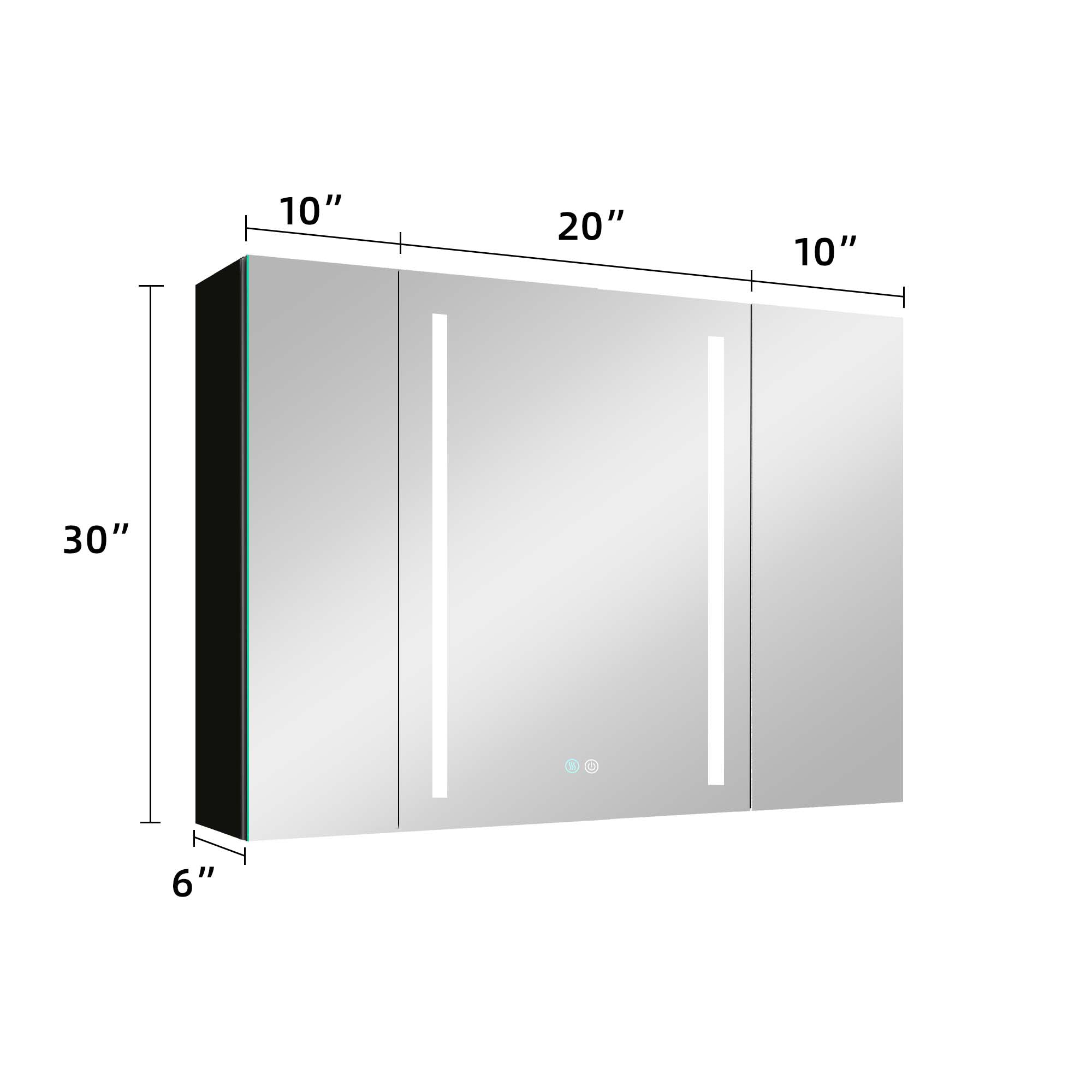 40 in.W x 30 in. H Aluminum Surface Mounted LED Medicine Cabinet with Doors and Mirrors