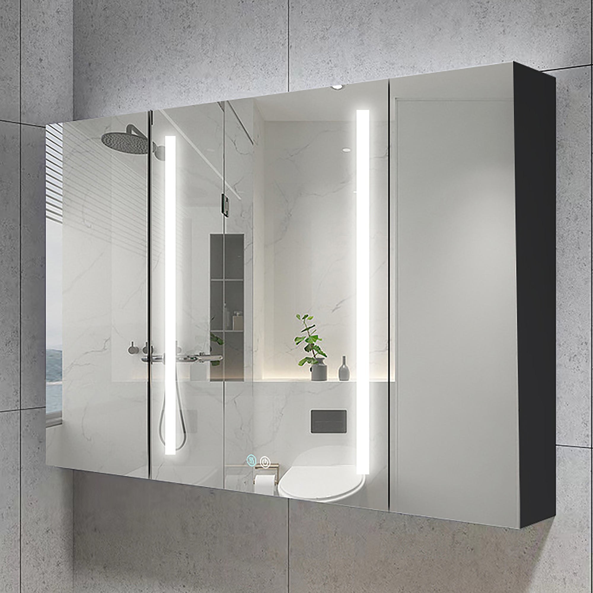 40 in.W x 30 in. H Aluminum Surface Mounted LED Medicine Cabinet with Doors and Mirrors