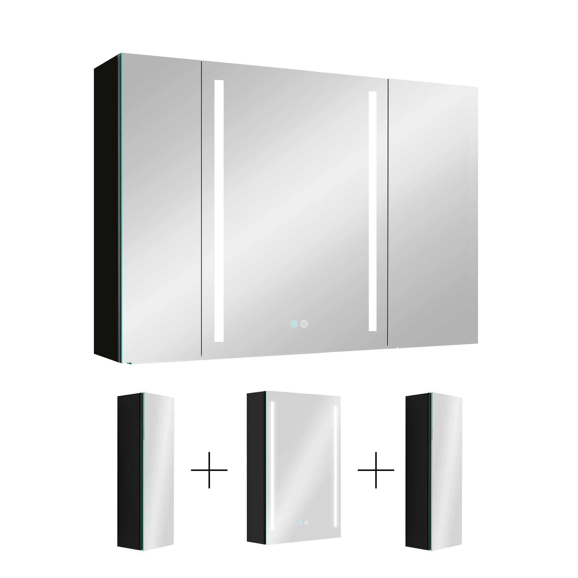40 in.W x 30 in. H Aluminum Surface Mounted LED Medicine Cabinet with Doors and Mirrors