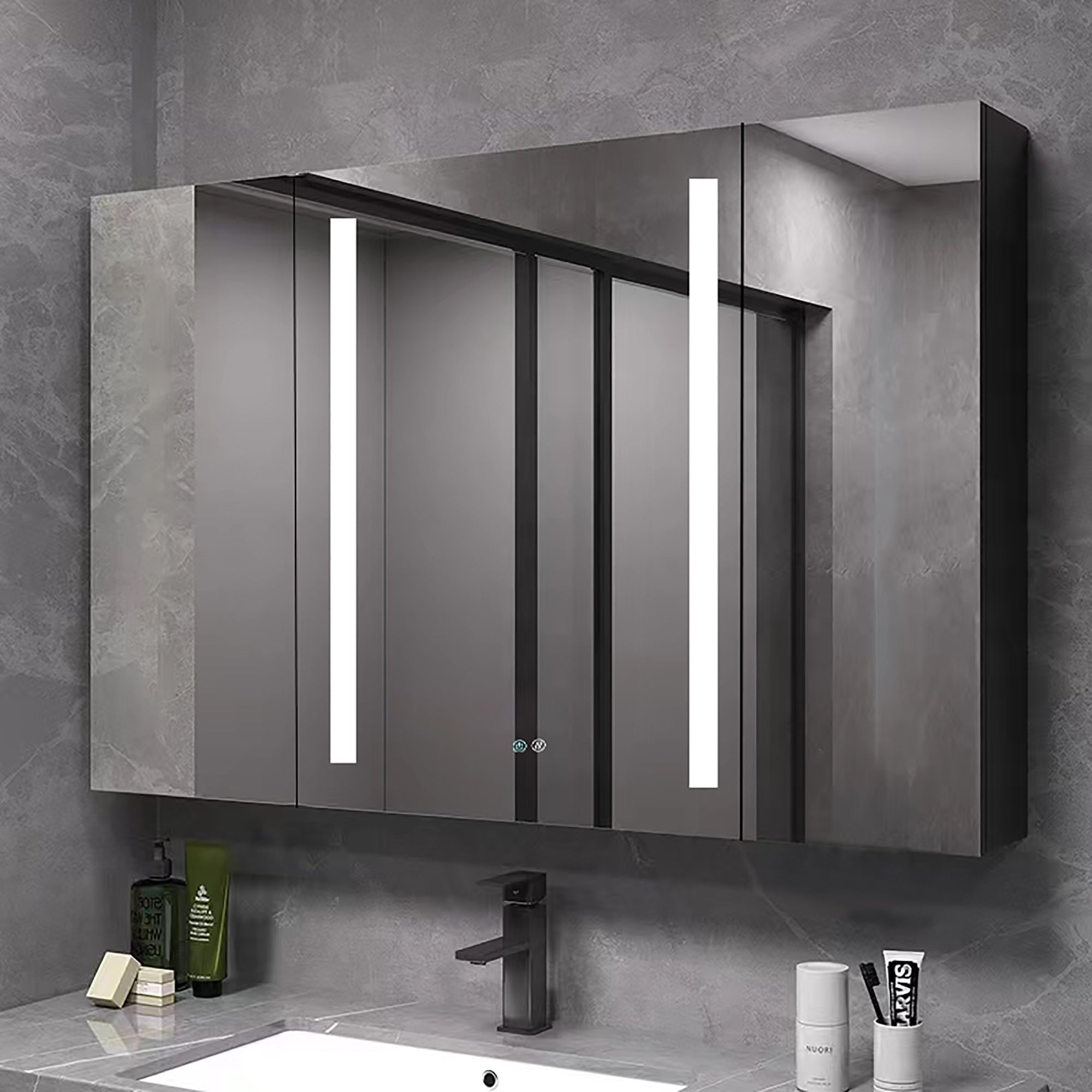 40 in.W x 30 in. H Aluminum Surface Mounted LED Medicine Cabinet with Doors and Mirrors