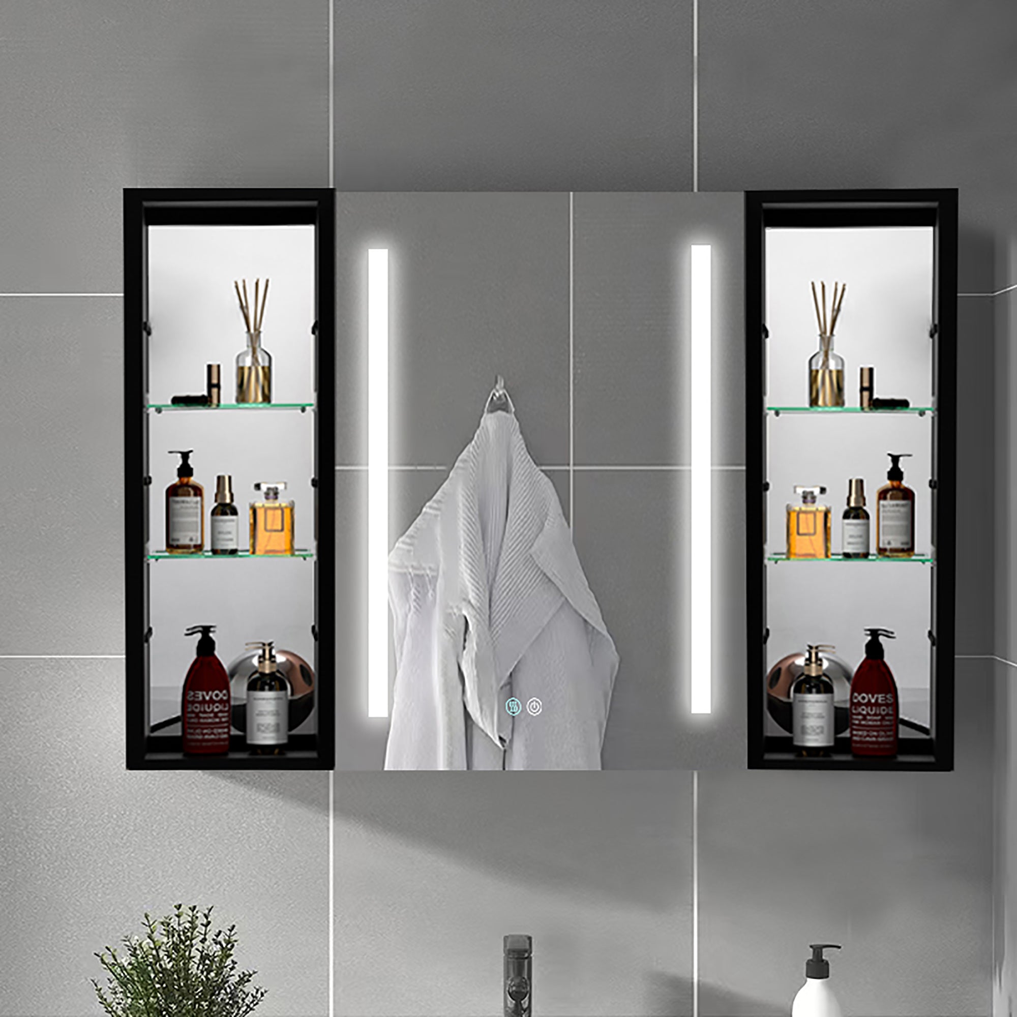 40 in.W x 30 in. H Aluminum Surface Mounted LED Medicine Cabinet with Doors and Mirror Defogging