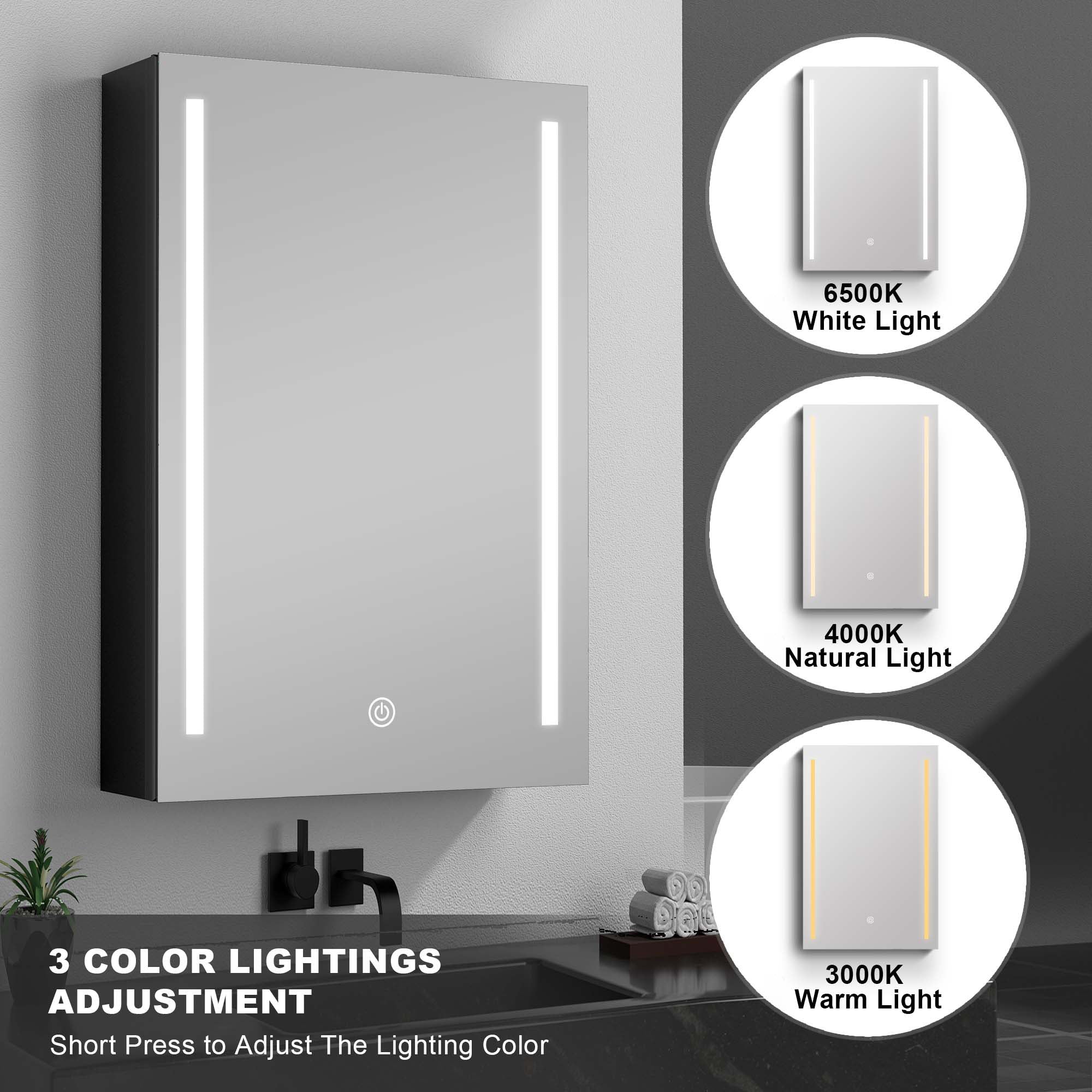 40 in.W x 30 in. H Aluminum Surface Mounted LED Medicine Cabinet with Doors and Mirror Defogging
