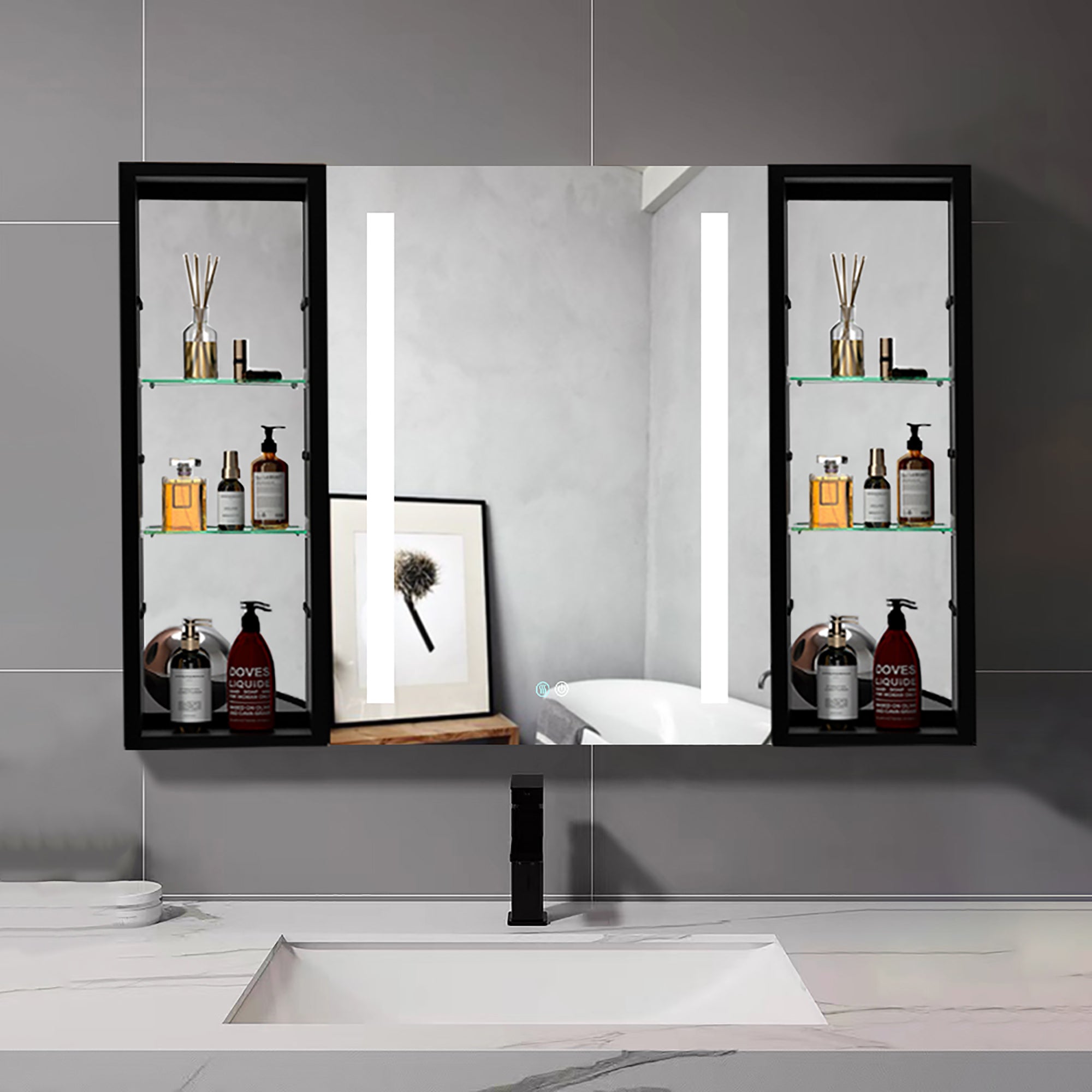 40 in.W x 30 in. H Aluminum Surface Mounted LED Medicine Cabinet with Doors and Mirror Defogging