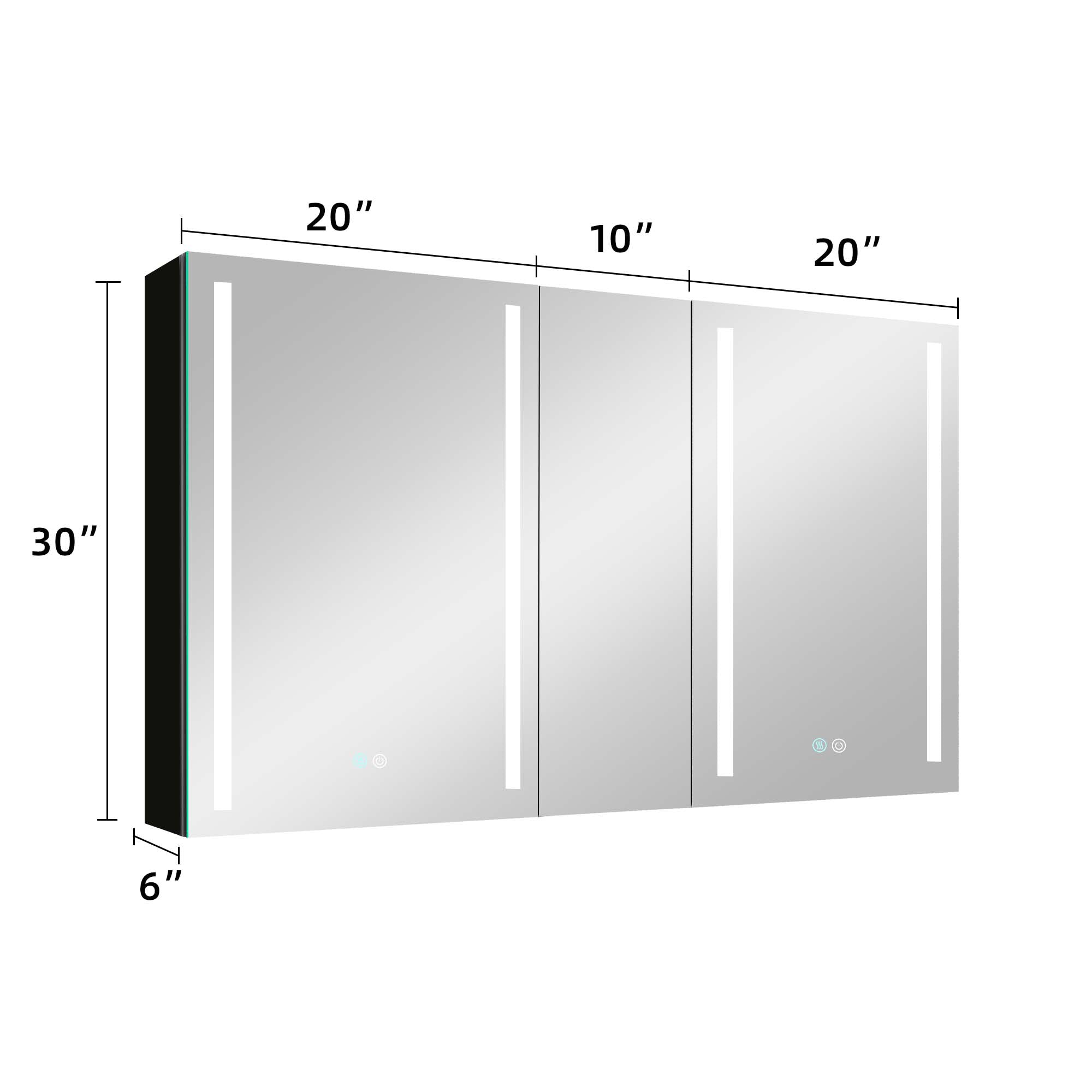 50 in.W x 30 in. H Aluminum Surface Mounted LED Medicine Cabinet with Doors and Mirror Defogging