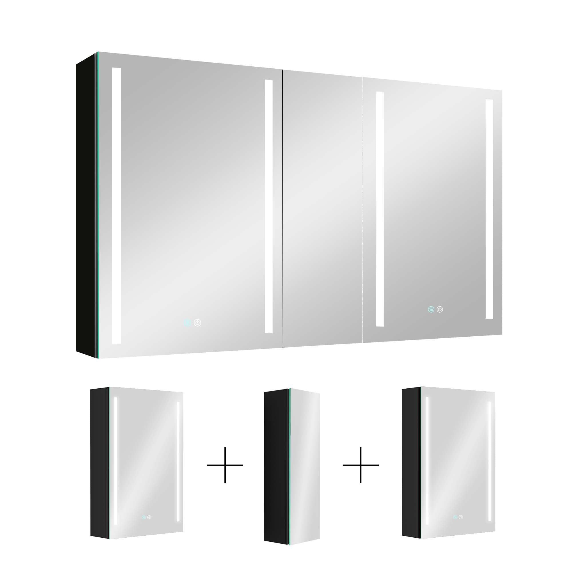 50 in.W x 30 in. H Aluminum Surface Mounted LED Medicine Cabinet with Doors and Mirror Defogging