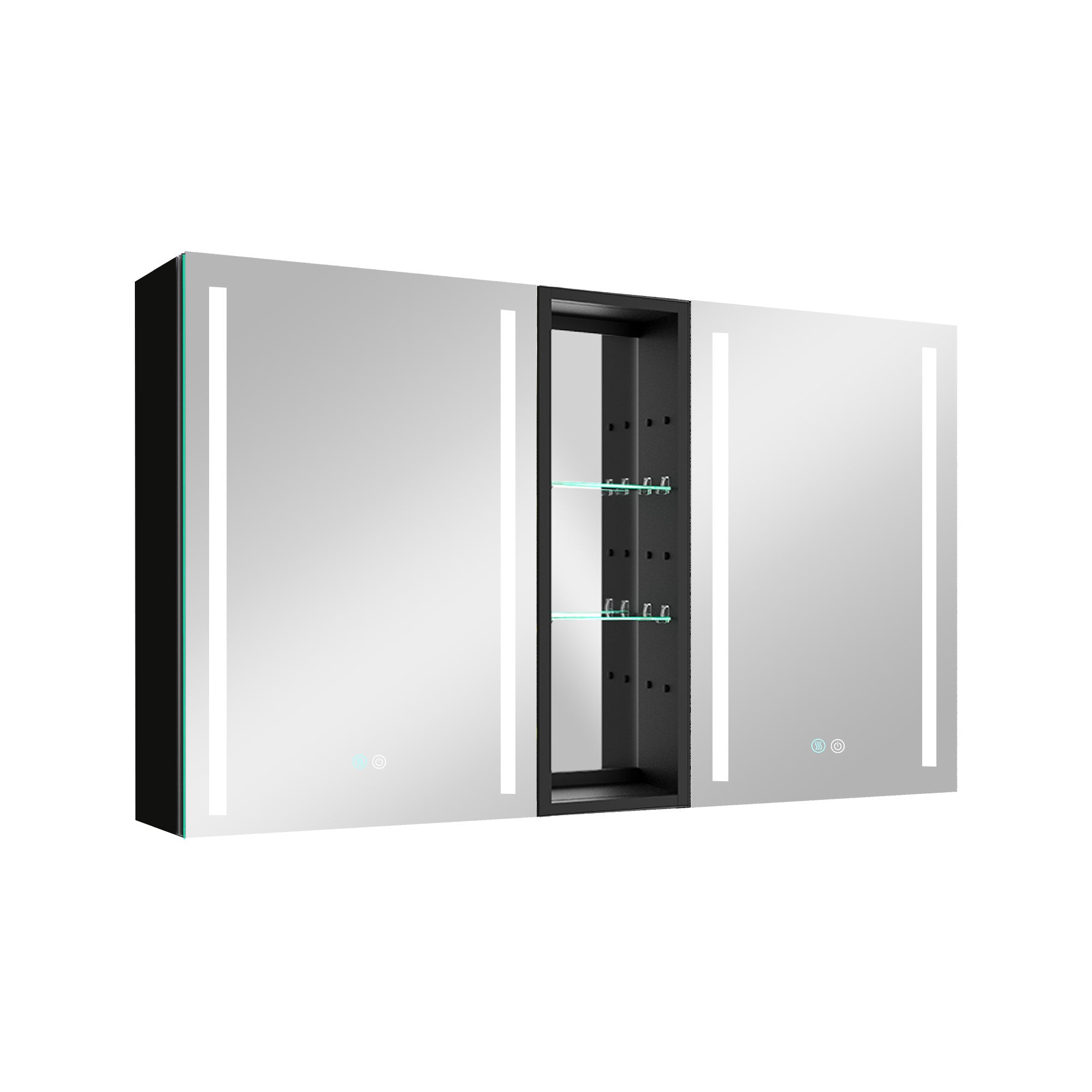 50 in.W x 30 in. H Aluminum Surface Mounted LED Medicine Cabinet with Doors and Mirror Defogging