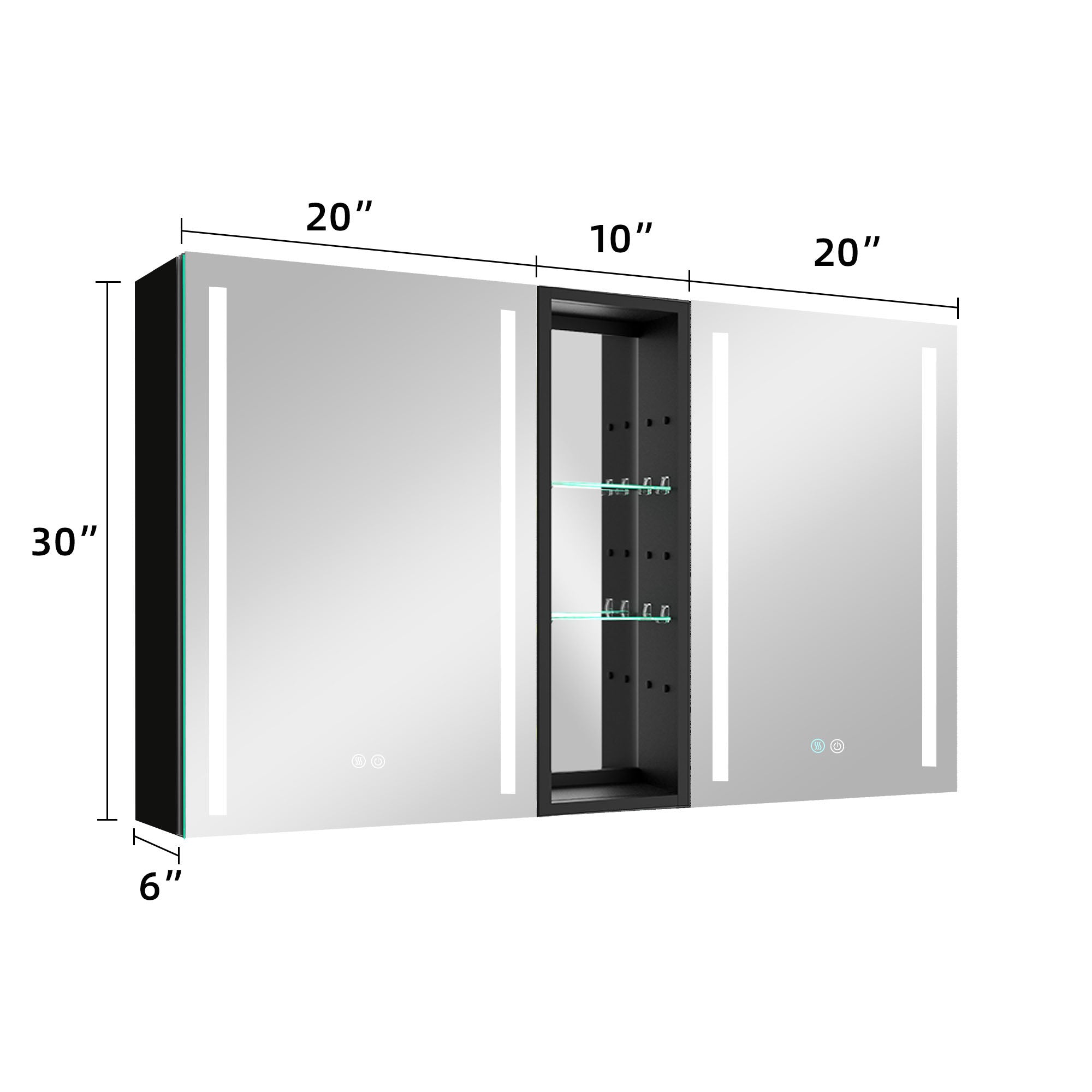 50 in.W x 30 in. H Aluminum Surface Mounted LED Medicine Cabinet with Doors and Mirror Defogging