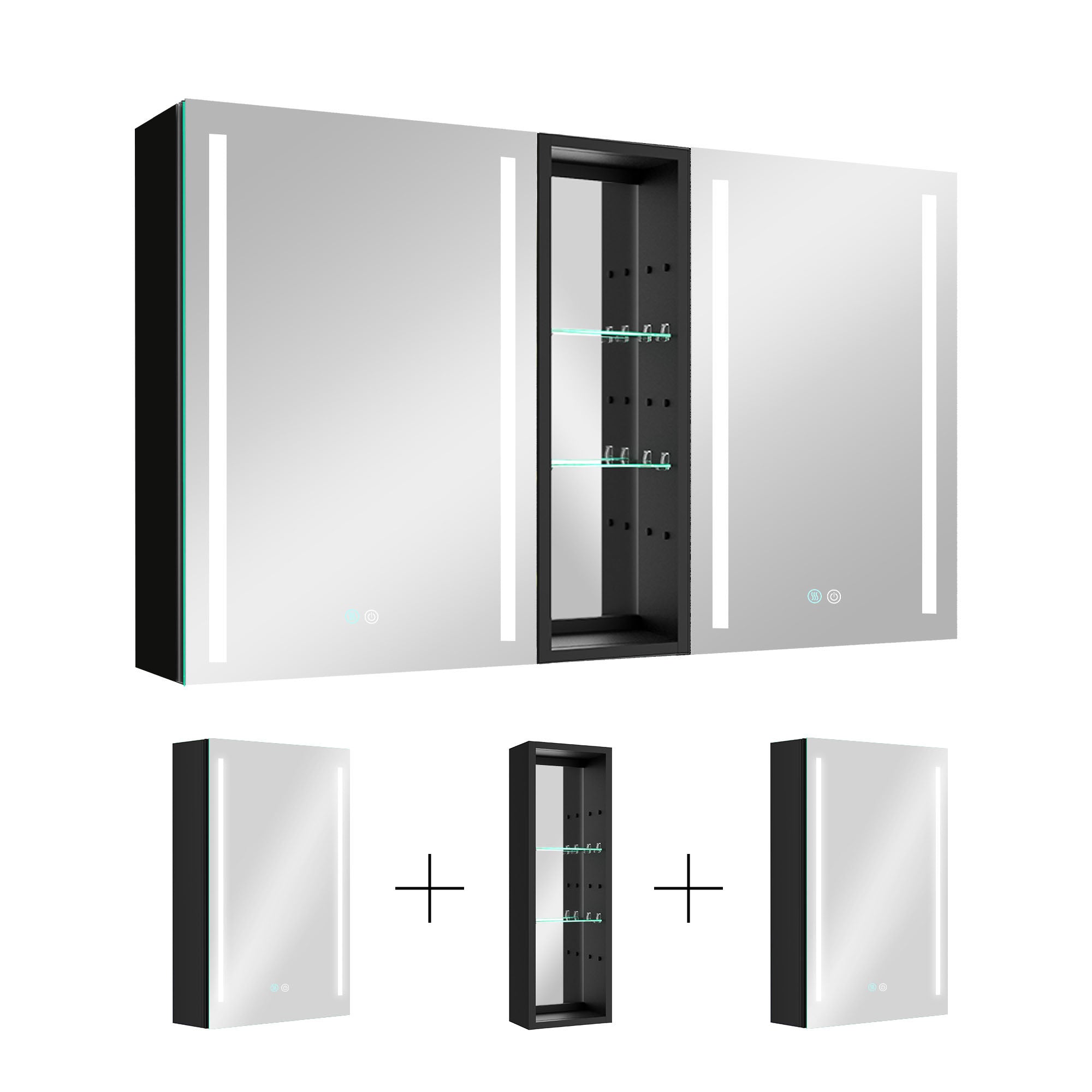 50 in.W x 30 in. H Aluminum Surface Mounted LED Medicine Cabinet with Doors and Mirror Defogging