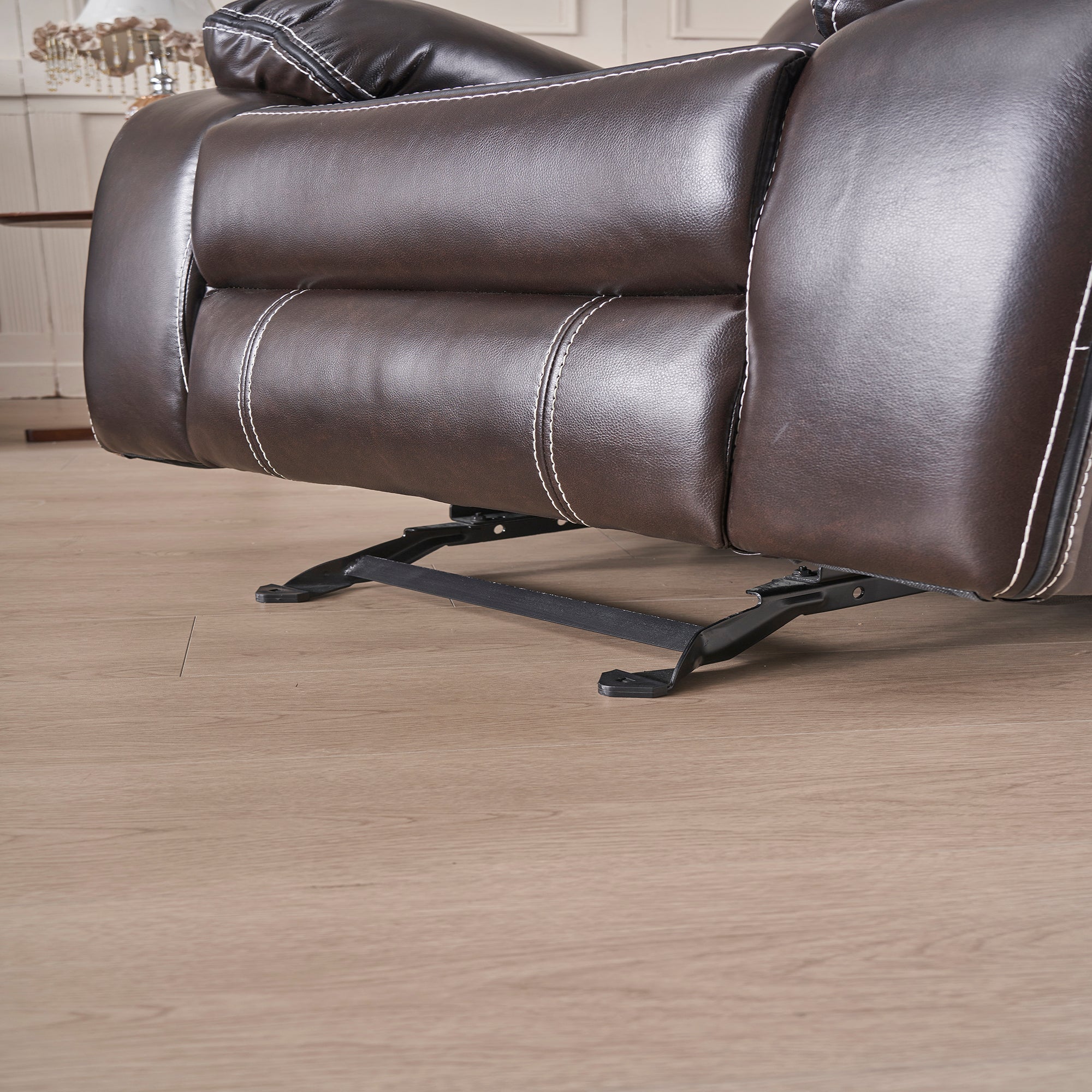 39 inch Faux Leather Top Arm Reclining and Rocking Upholstered Sofa