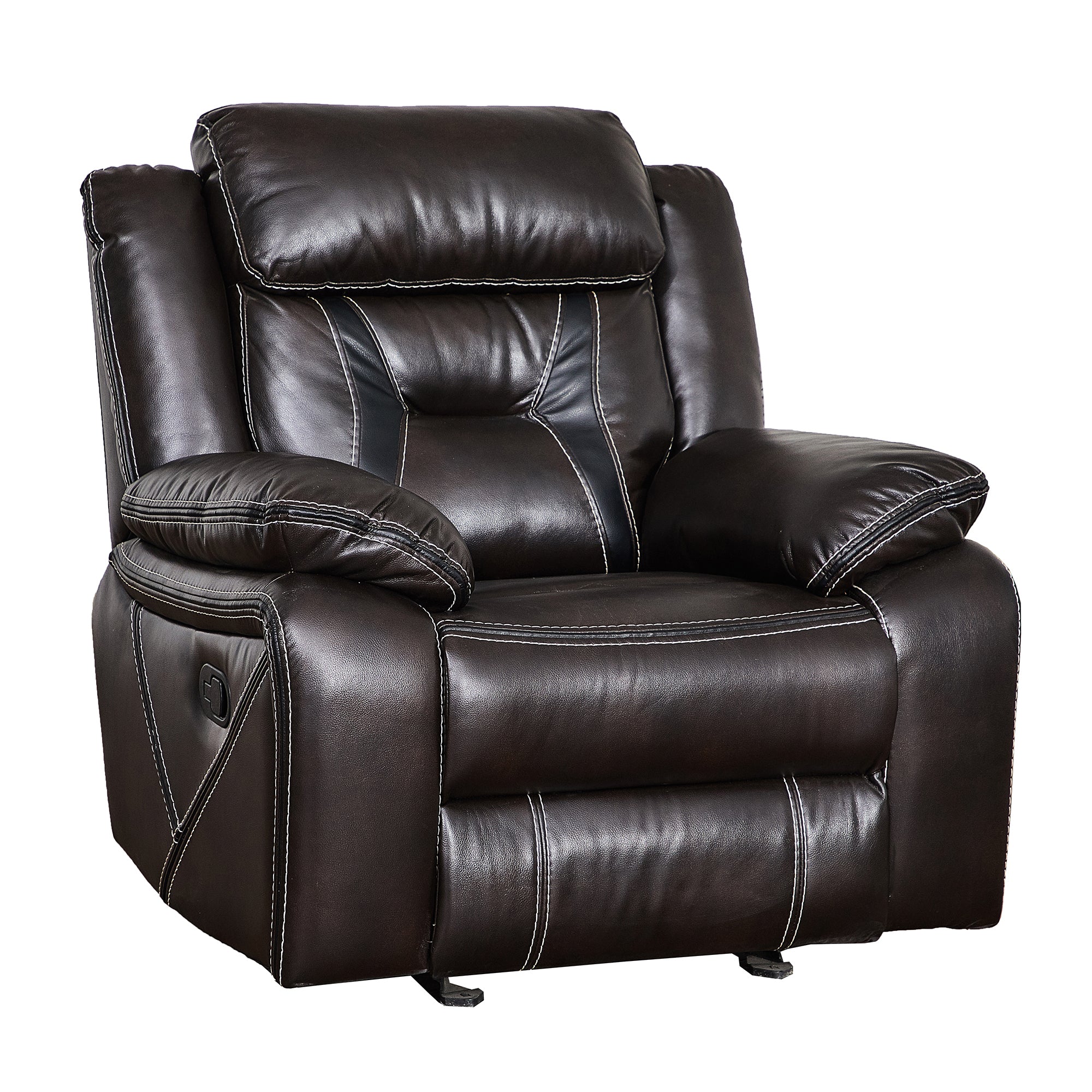 39 inch Faux Leather Top Arm Reclining and Rocking Upholstered Sofa
