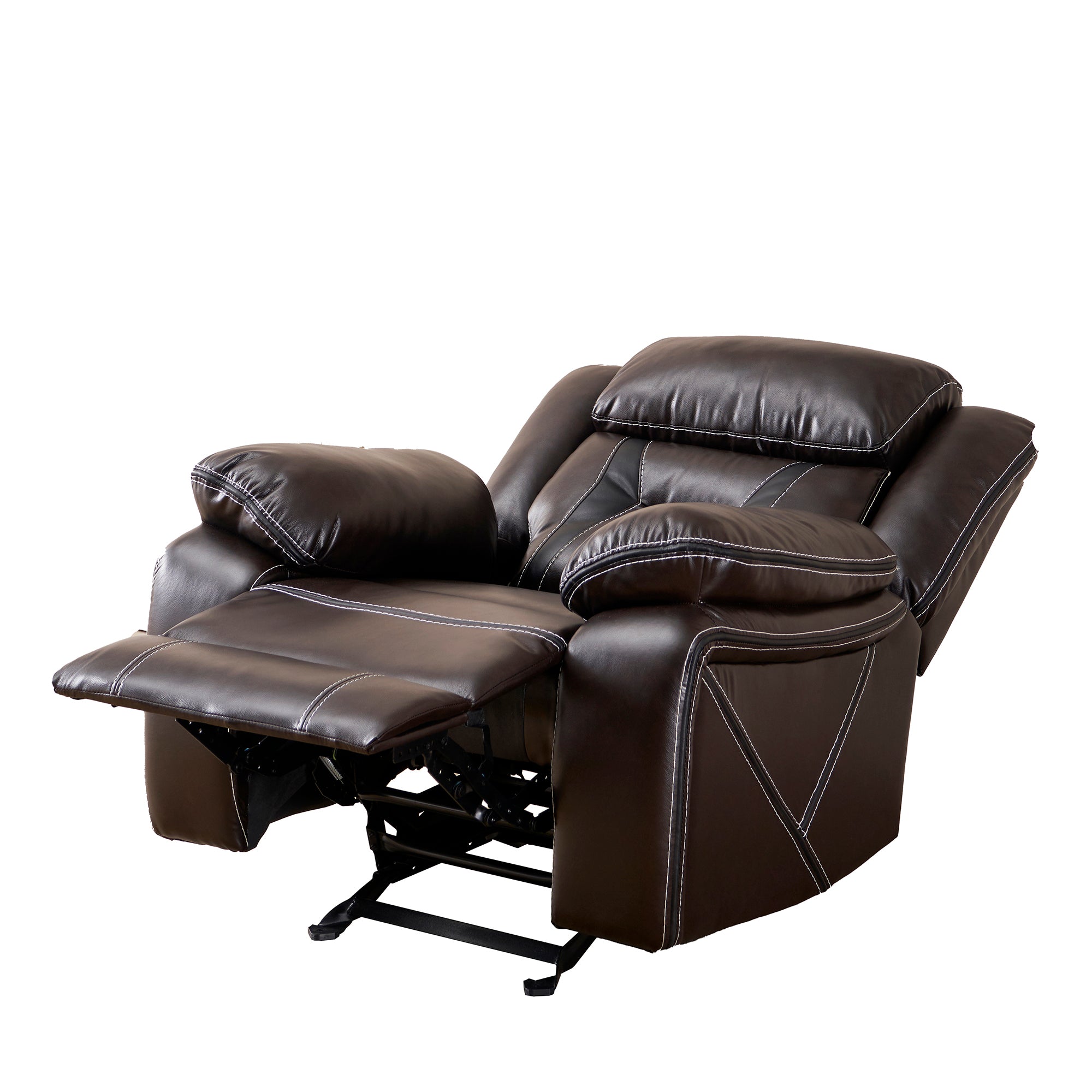 39 inch Faux Leather Top Arm Reclining and Rocking Upholstered Sofa