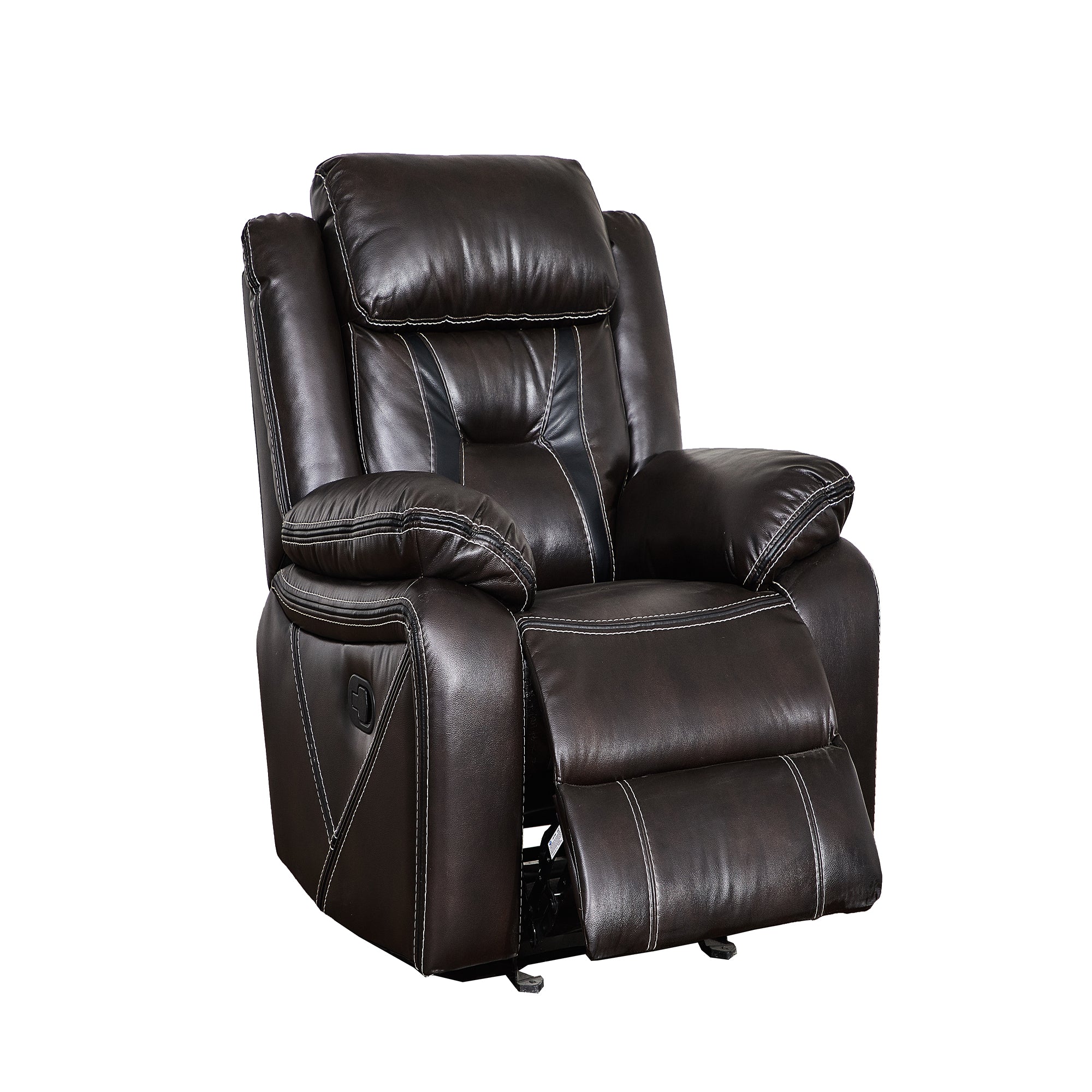 39 inch Faux Leather Top Arm Reclining and Rocking Upholstered Sofa