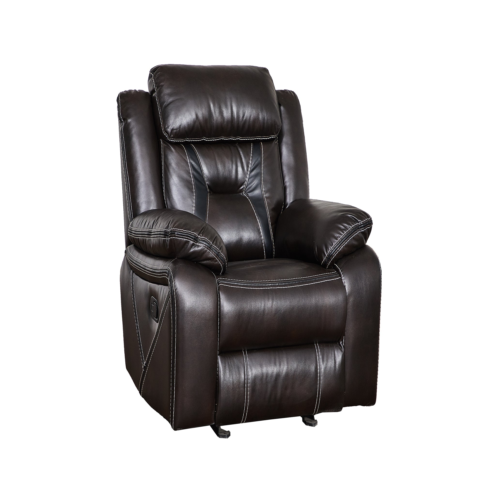 39 inch Faux Leather Top Arm Reclining and Rocking Upholstered Sofa