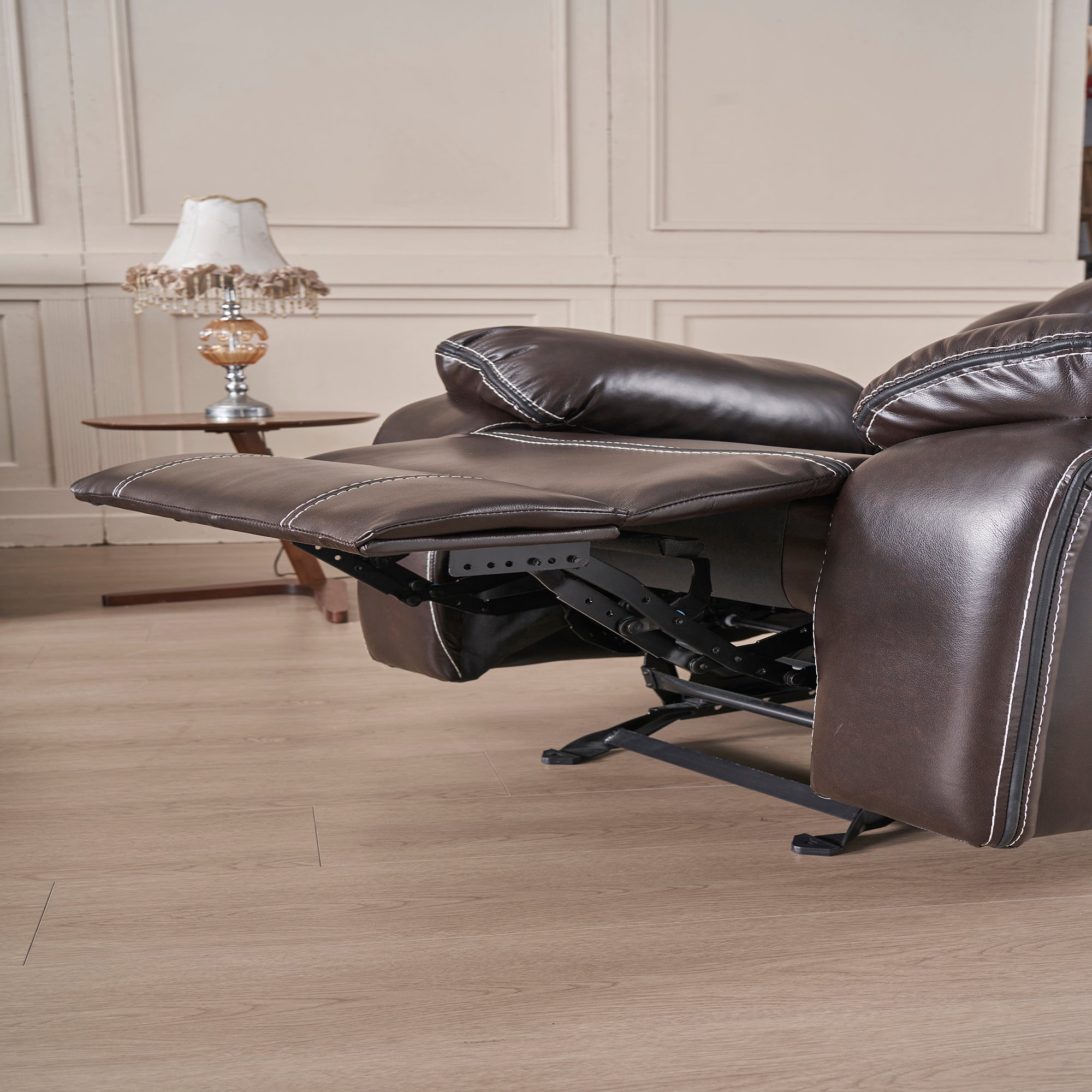 39 inch Faux Leather Top Arm Reclining and Rocking Upholstered Sofa