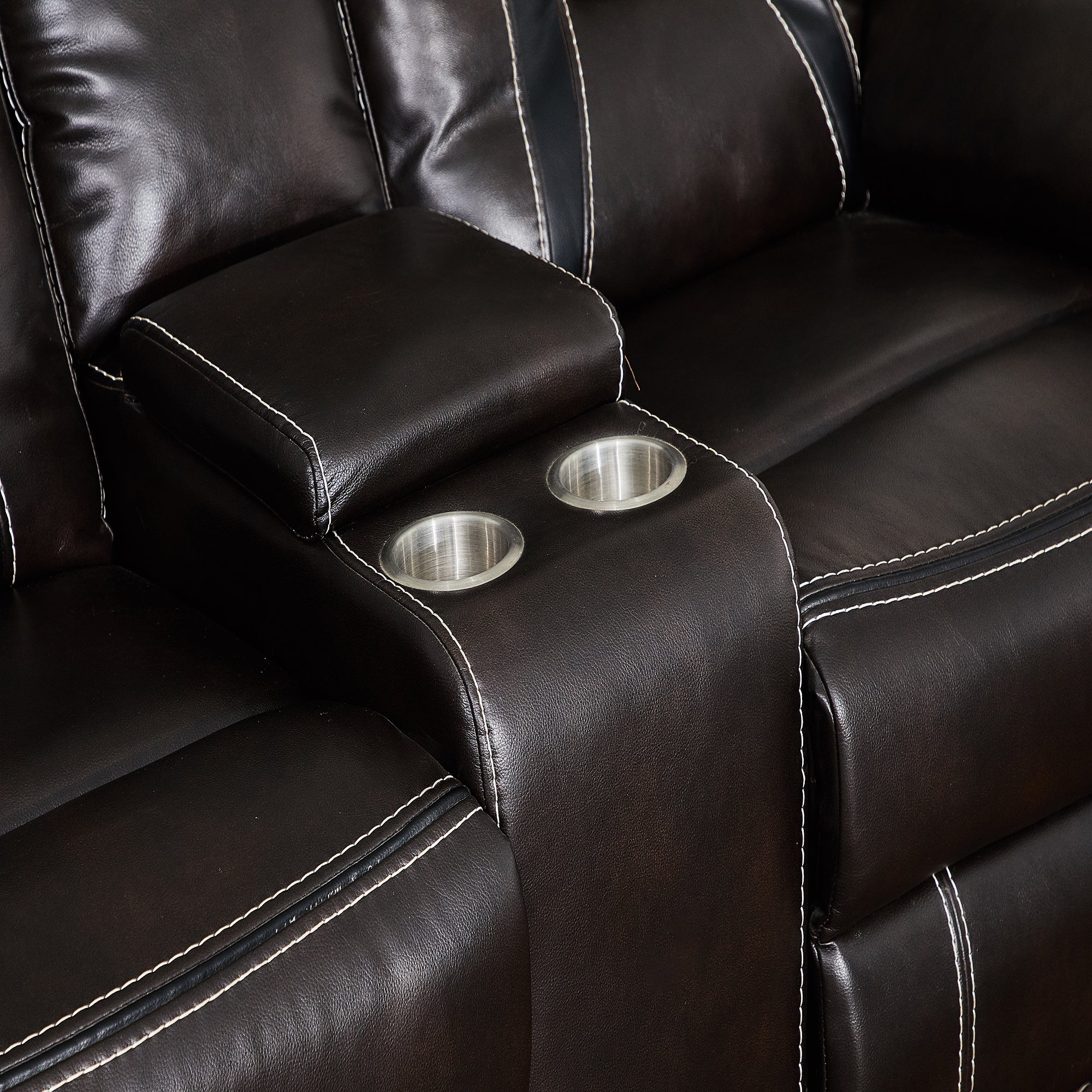 39 inch Faux Leather Top Arm Reclining and Rocking Upholstered Sofa