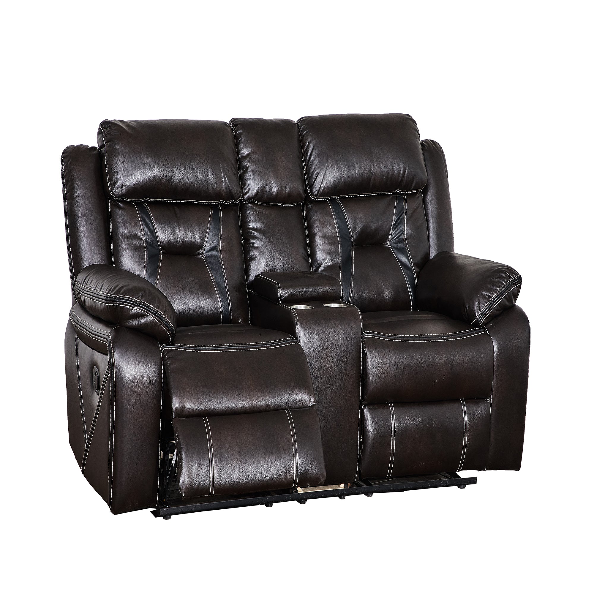 39 inch Faux Leather Top Arm Reclining and Rocking Upholstered Sofa