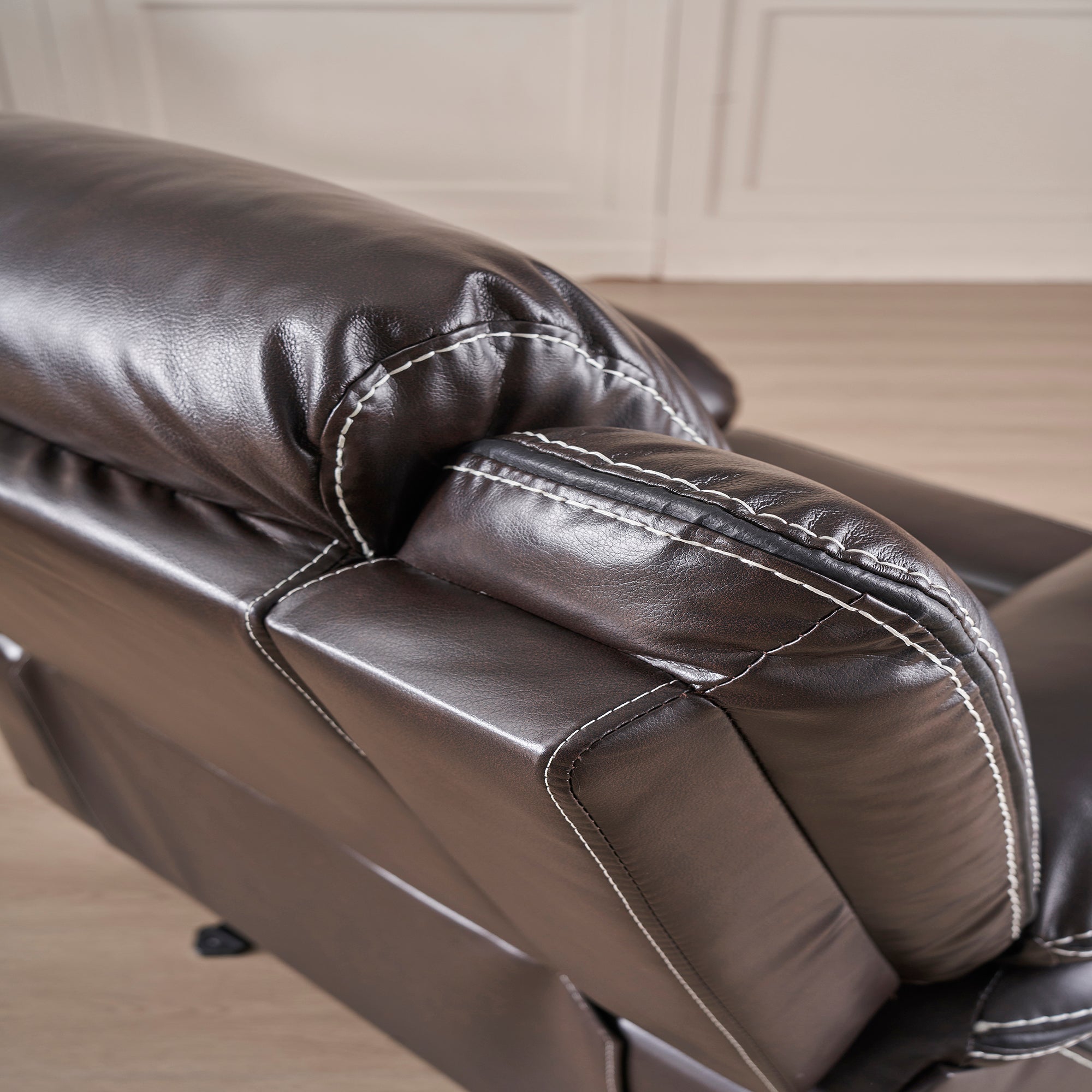 39 inch Faux Leather Top Arm Reclining and Rocking Upholstered Sofa