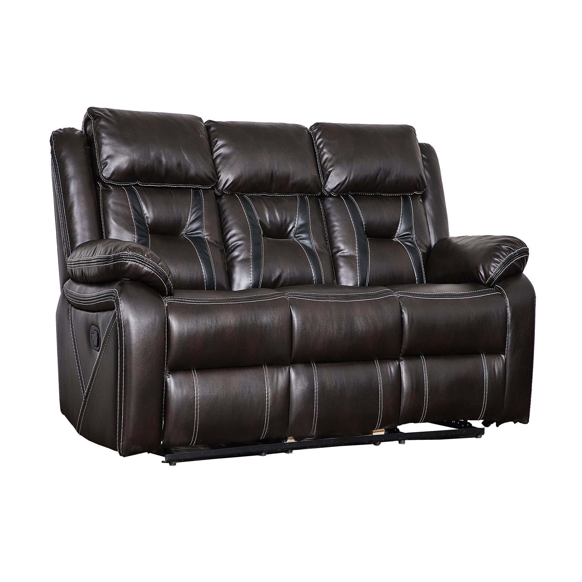 39 inch Faux Leather Top Arm Reclining and Rocking Upholstered Sofa
