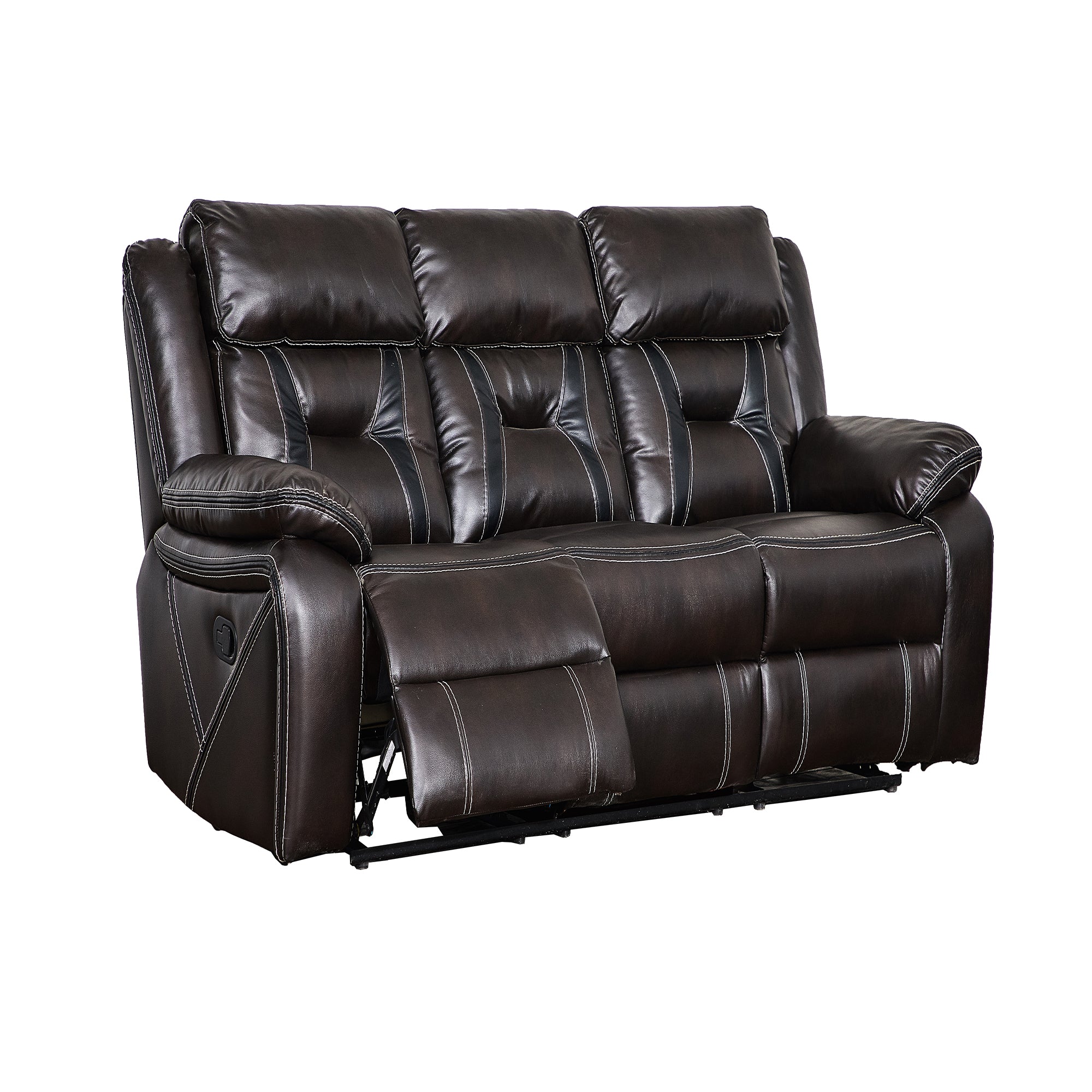 39 inch Faux Leather Top Arm Reclining and Rocking Upholstered Sofa