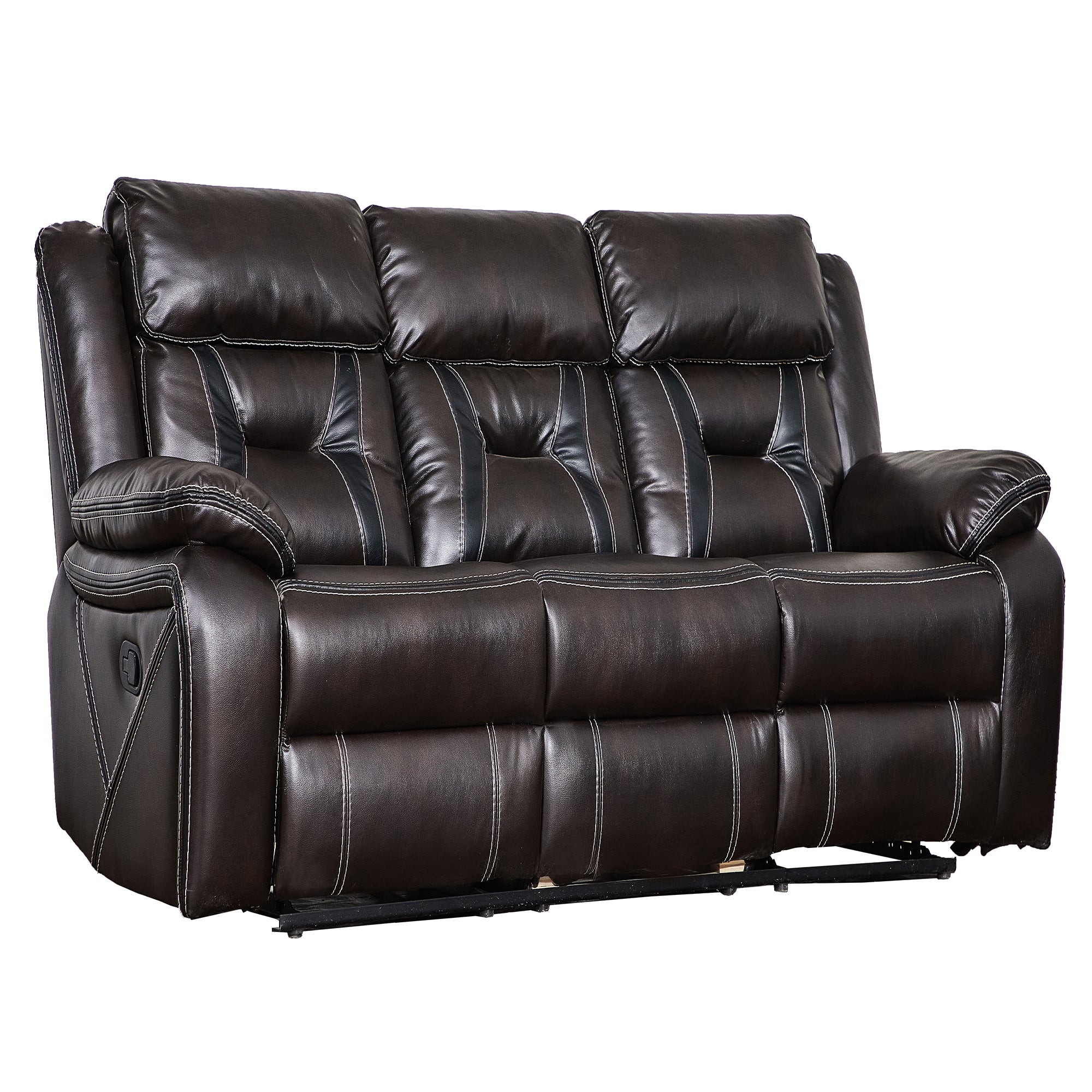 39 inch Faux Leather Top Arm Reclining and Rocking Upholstered Sofa