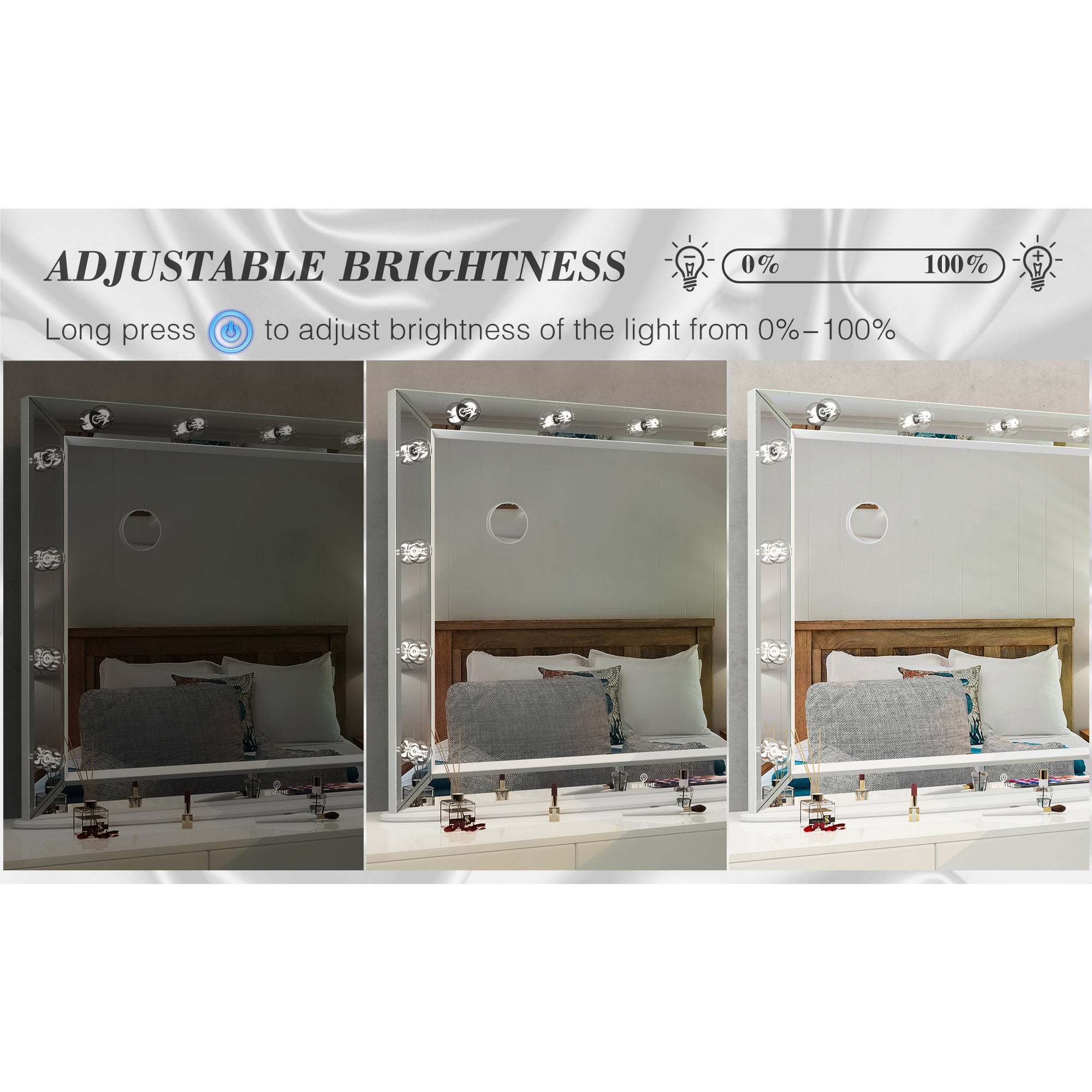 40 inch Rectangular Framed Wall Mounted LED Bathroom Vanity Mirror with Bulbs