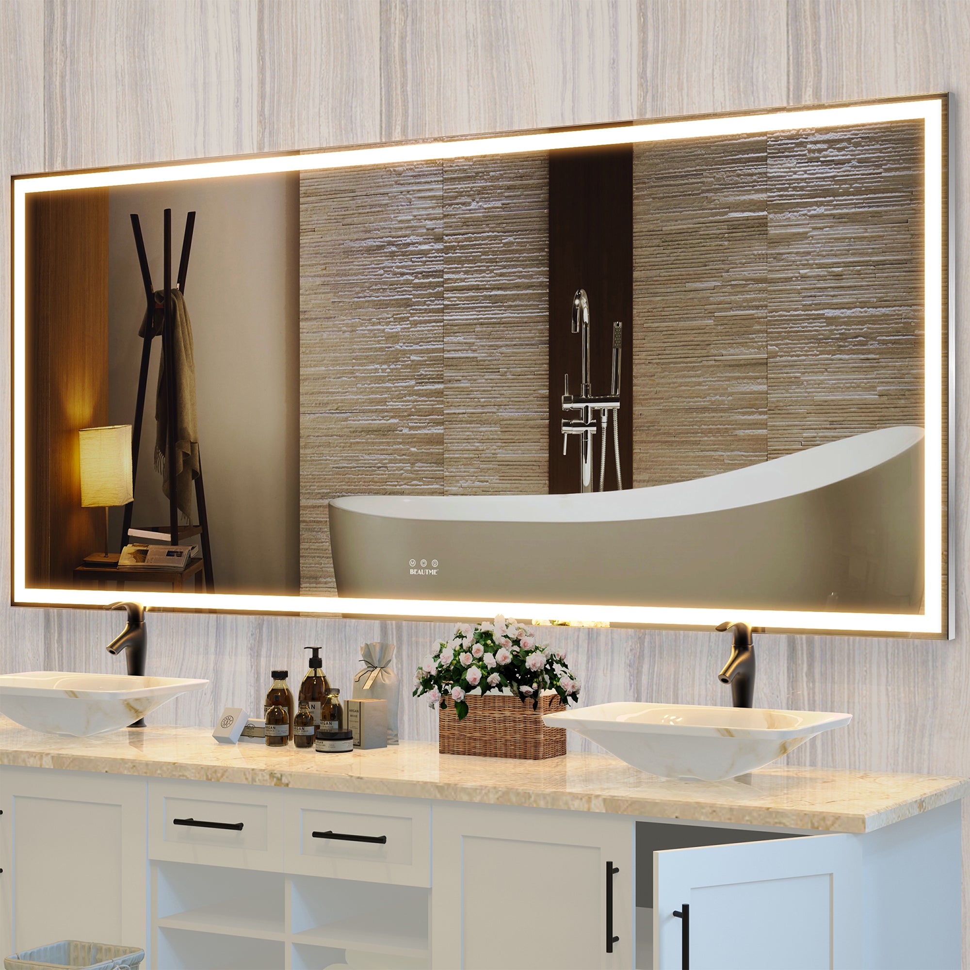 Rectangular Framed Wall Mounted LED Bathroom Vanity Mirror