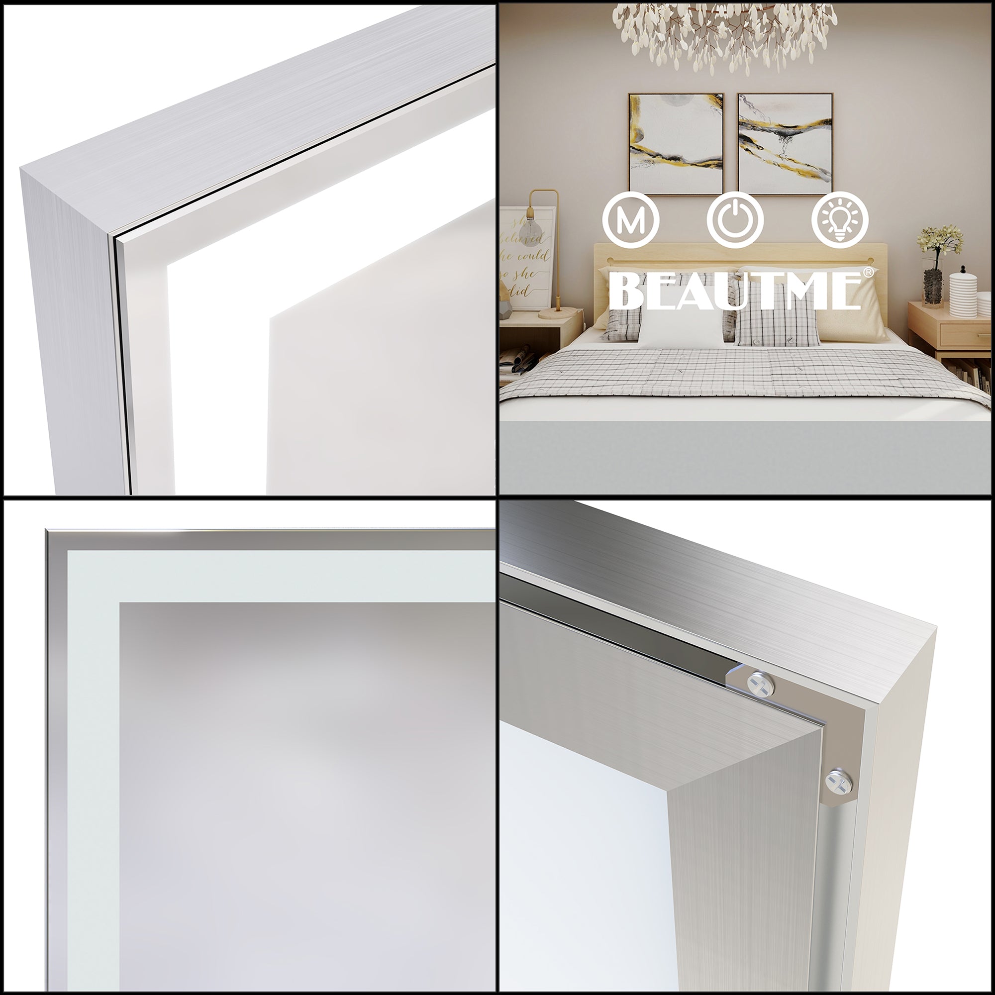 Rectangular Framed Wall Mounted LED Bathroom Vanity Mirror