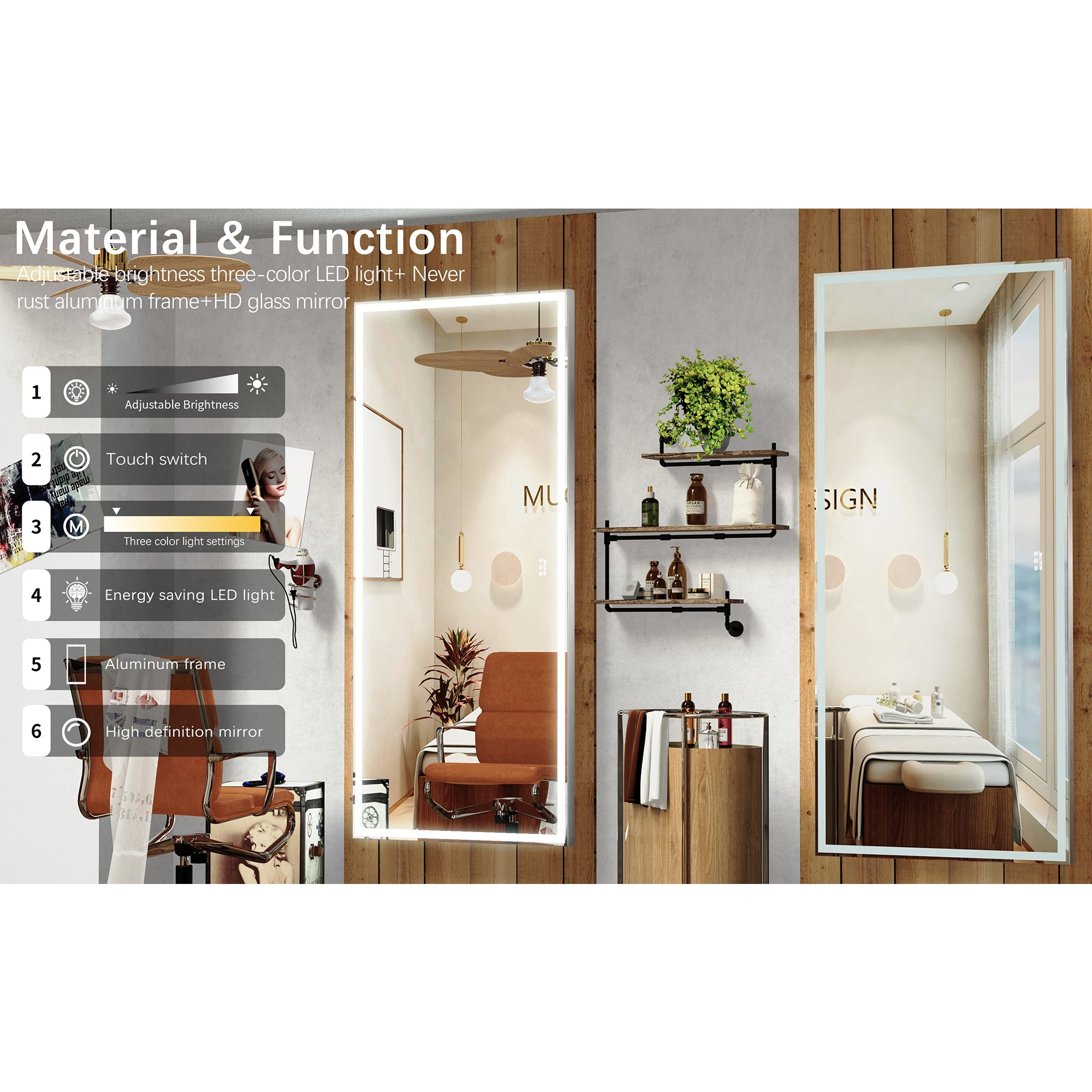 Rectangular Framed Wall Mounted LED Bathroom Vanity Mirror